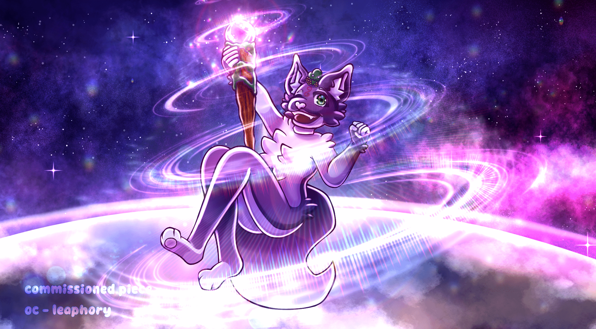 2038x1125 Space fox commission [Cropped Version]