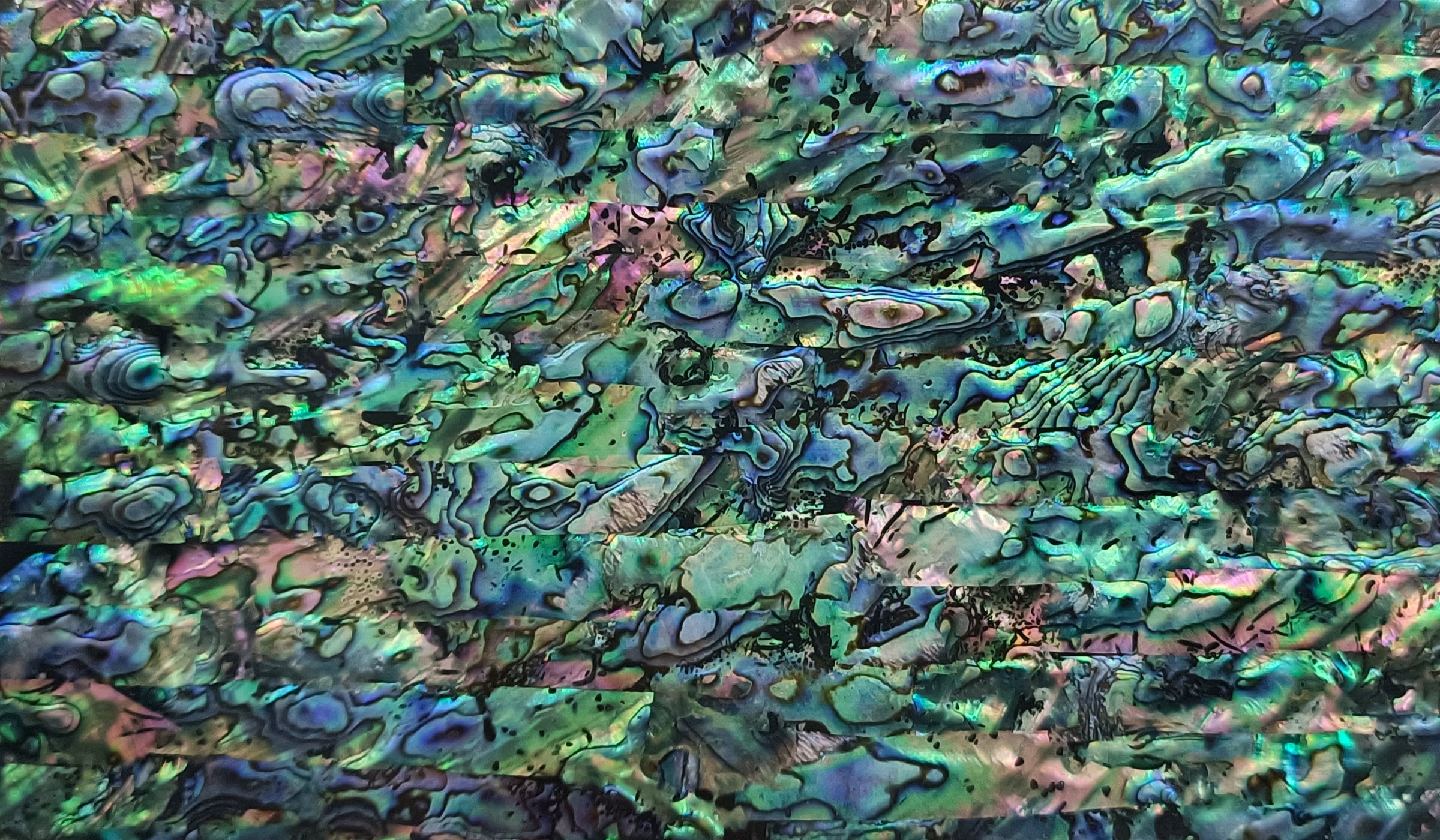 2400x1400 Abalone Shell A with Black Background Adhesive Veneer Sheet (Mother of Pearl Shell) 9.5 x 5.5 inches -A14