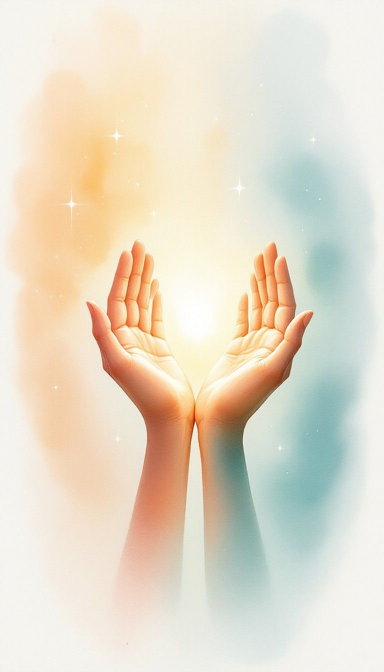 768x1344 Download Hands Hold Light Image, Watercolor, Hope