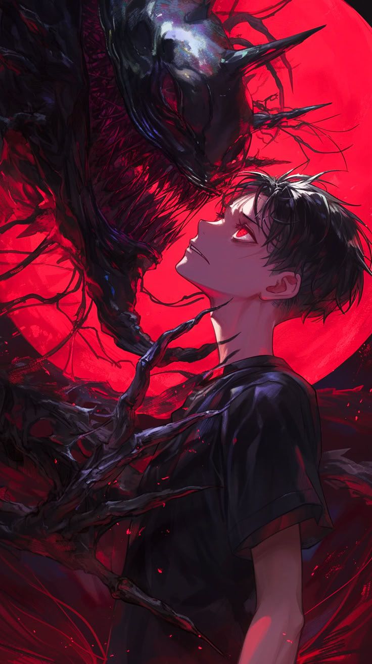 736x1313 Red monster wallpaper. Anime scary aura, Dark red monster, Moon