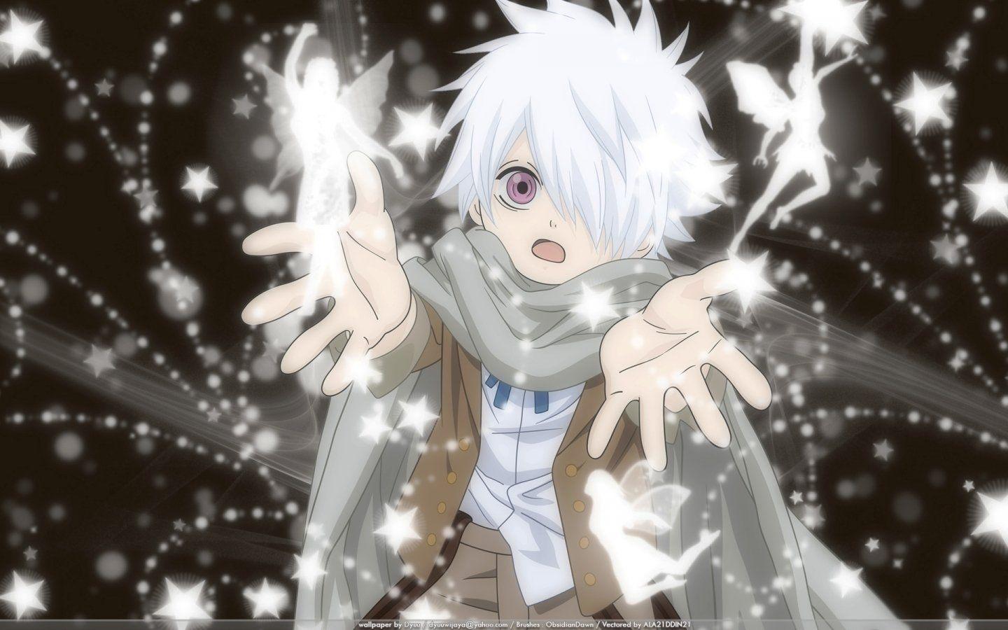 1440x900 Fairies anime anime boys scarfs white hair purple eyes Tegami Bachi Lag Seeing wallpaperx900