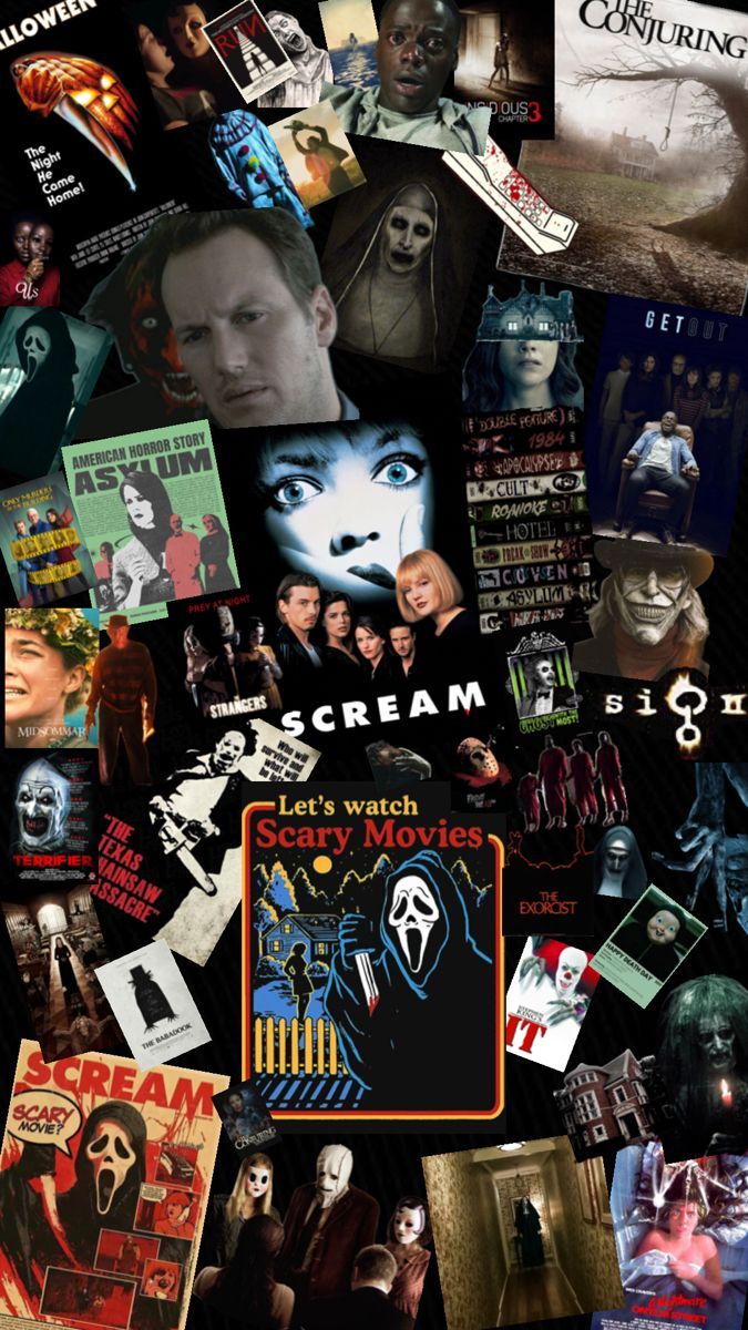 675x1200 Horror Movie Collage Wallpaper. Scary Movie Collage Wallpaper, Slasher Movie Aesthetic Wallpaper, Horror Movie Posters Collage