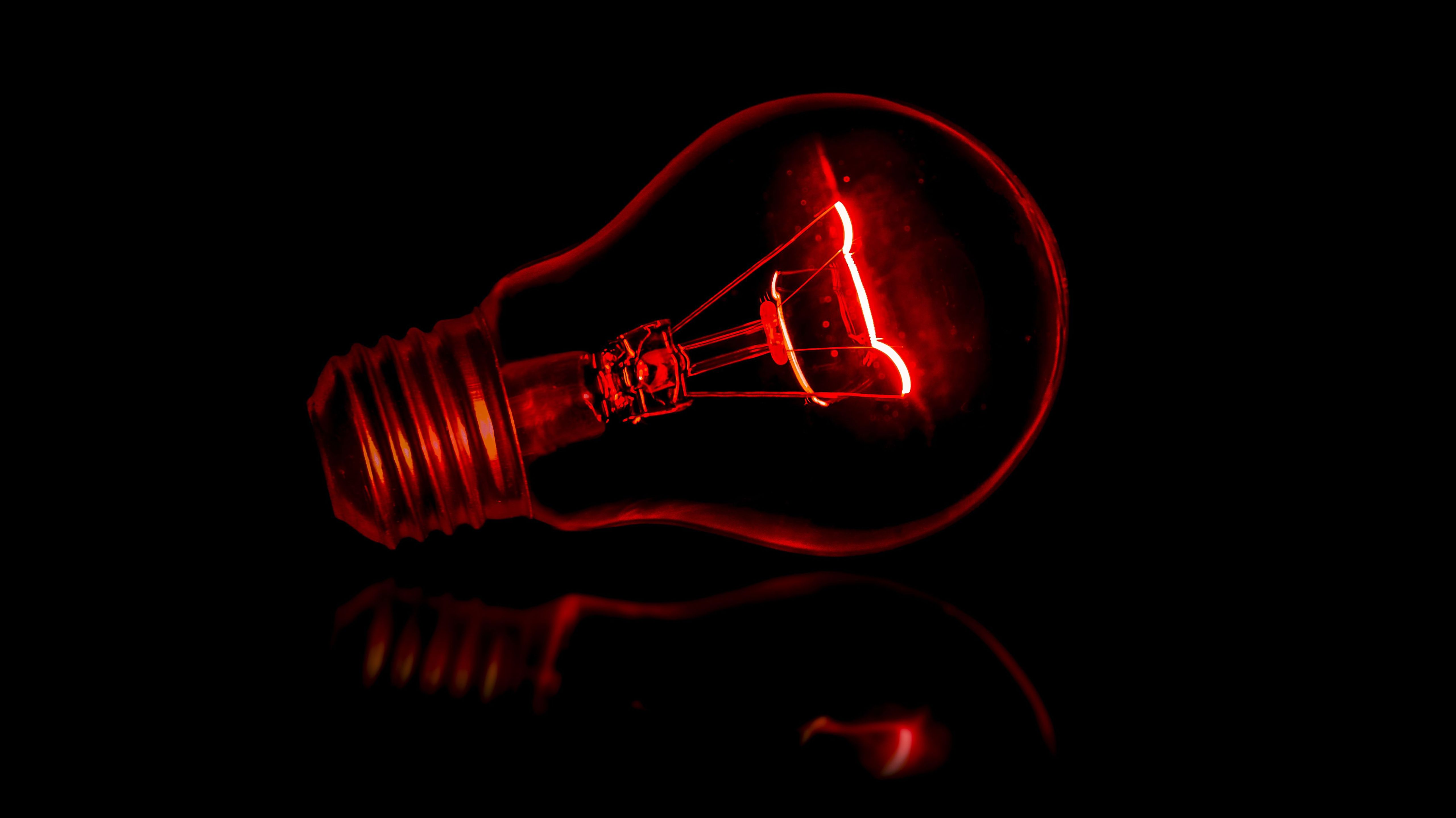 5120x2880 Red Light Bulb With Black Background 4K 5K HD Red Aesthetic Wallpaper
