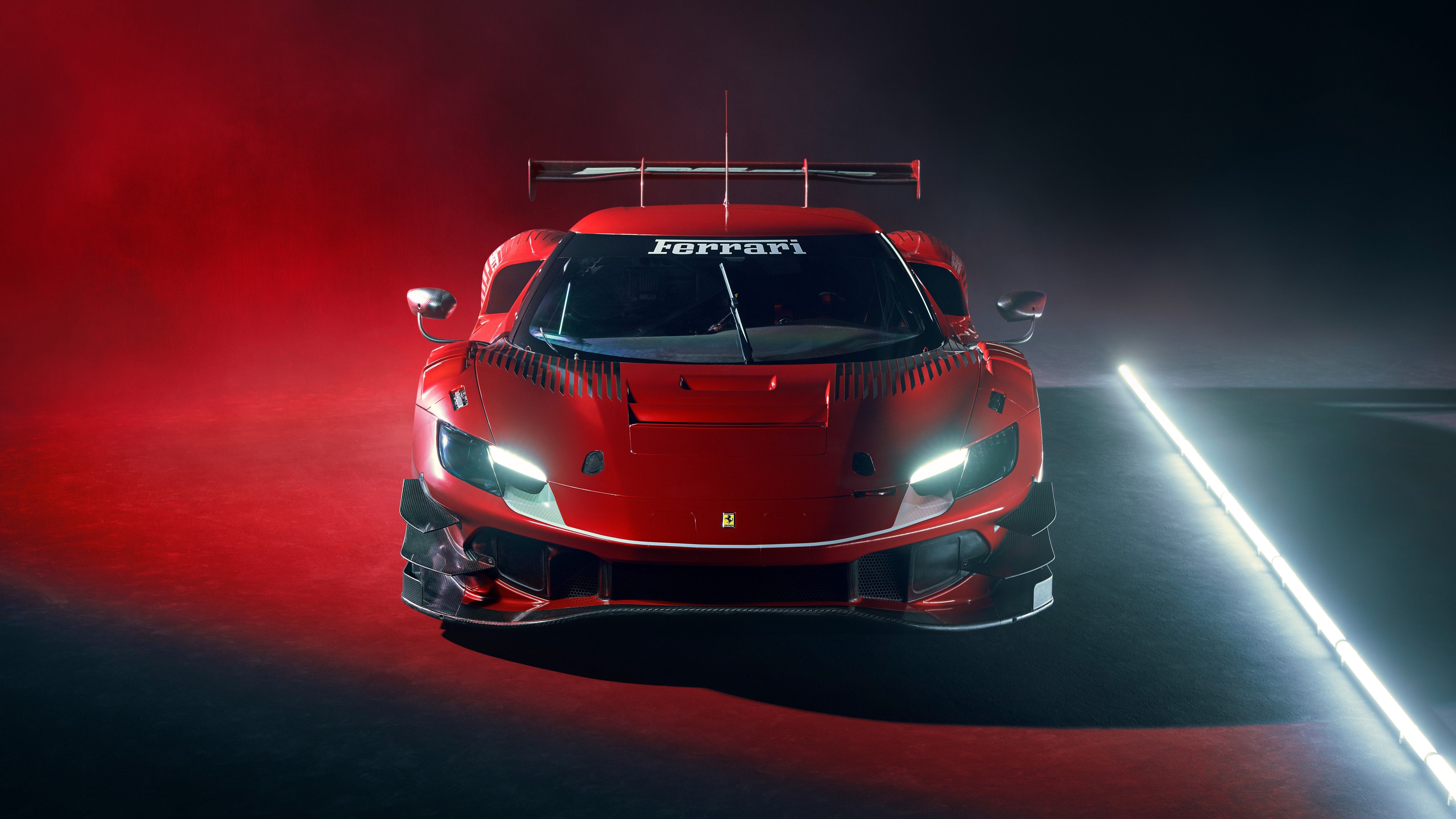5120x2880 Ferrari 296 GT3 2022 Red Car 4K 5K HD Cars Wallpaper