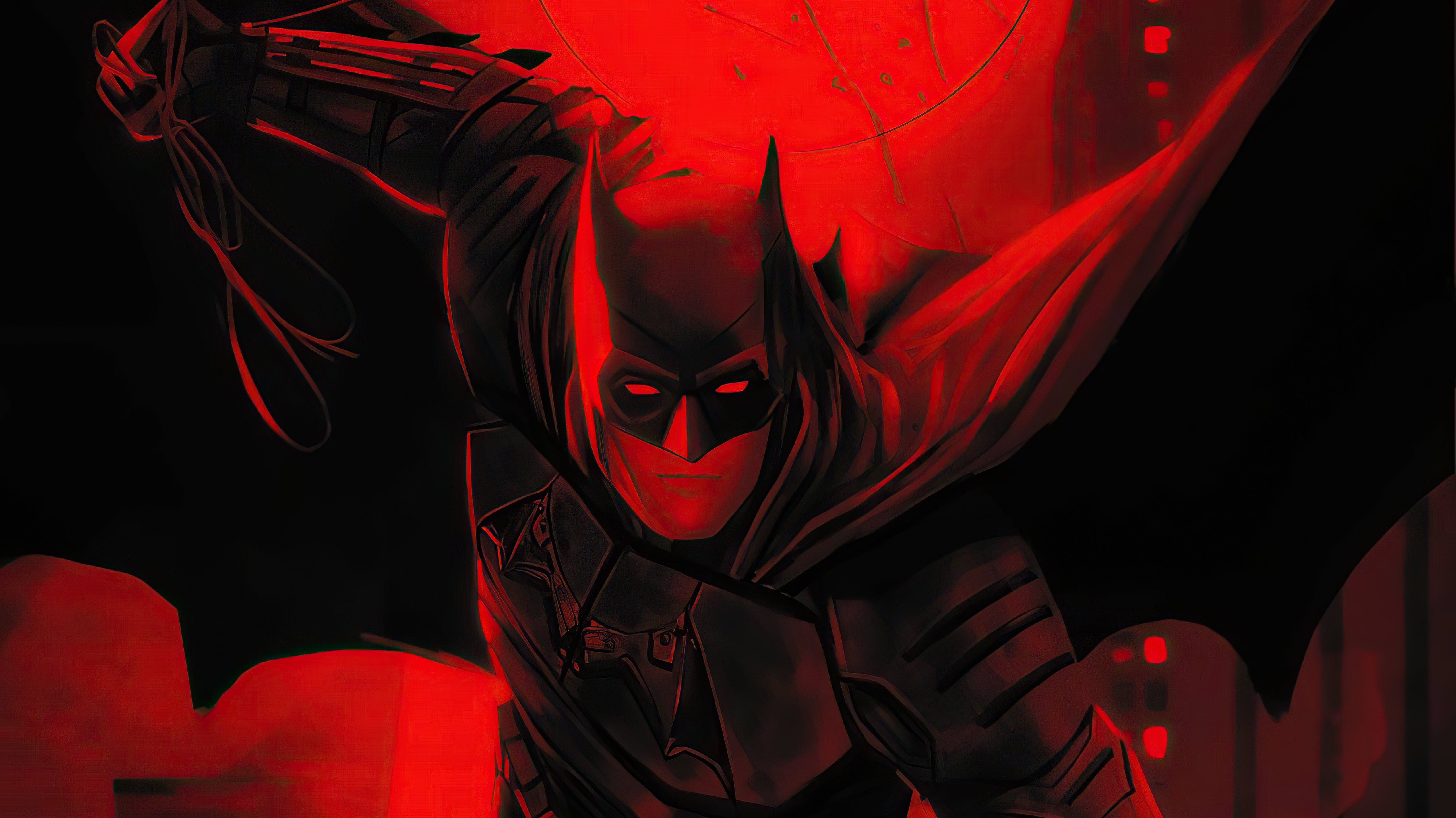 5120x2880 the batman red flame 5k MacBook Air Wallpaper Download