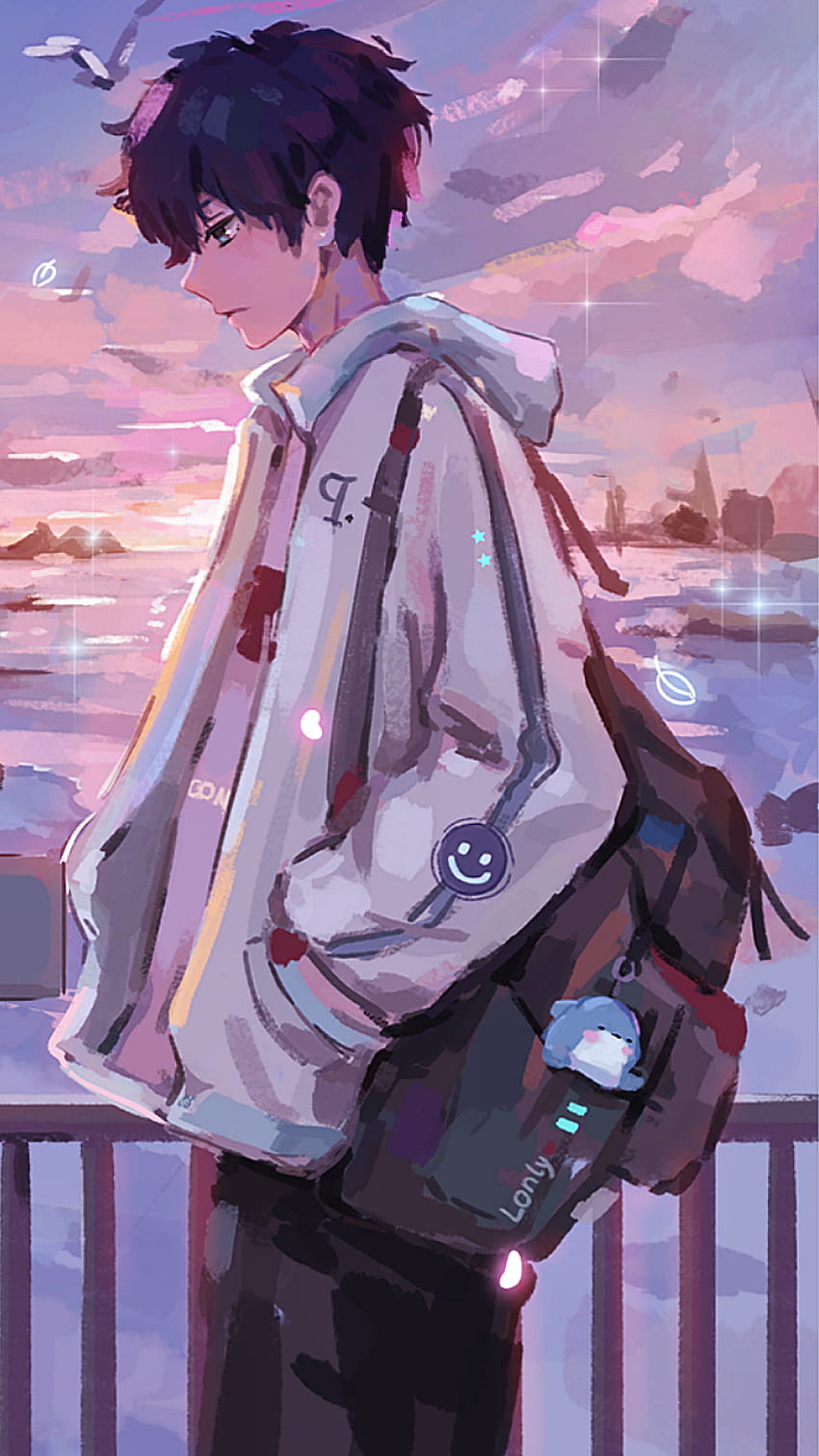 850x1511 Hoodie Cool Amazing Anime Guy & Comfortable Shy Boy With Brown Hair Dark