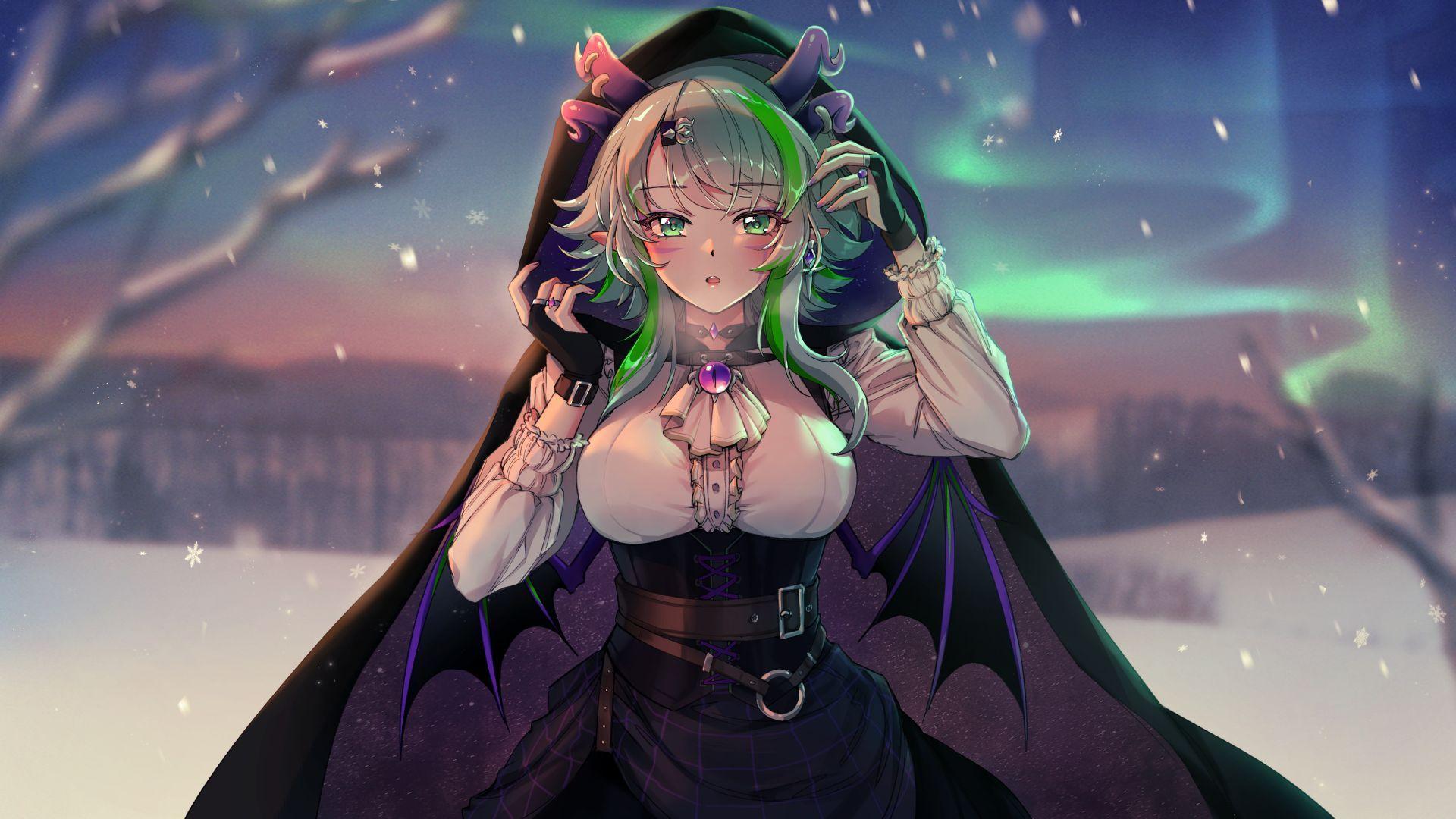 1920x1080 Desktop wallpaper fantasy, beautiful, elf anime girl, green hair, original, HD image, picture, background, 8a7fd1