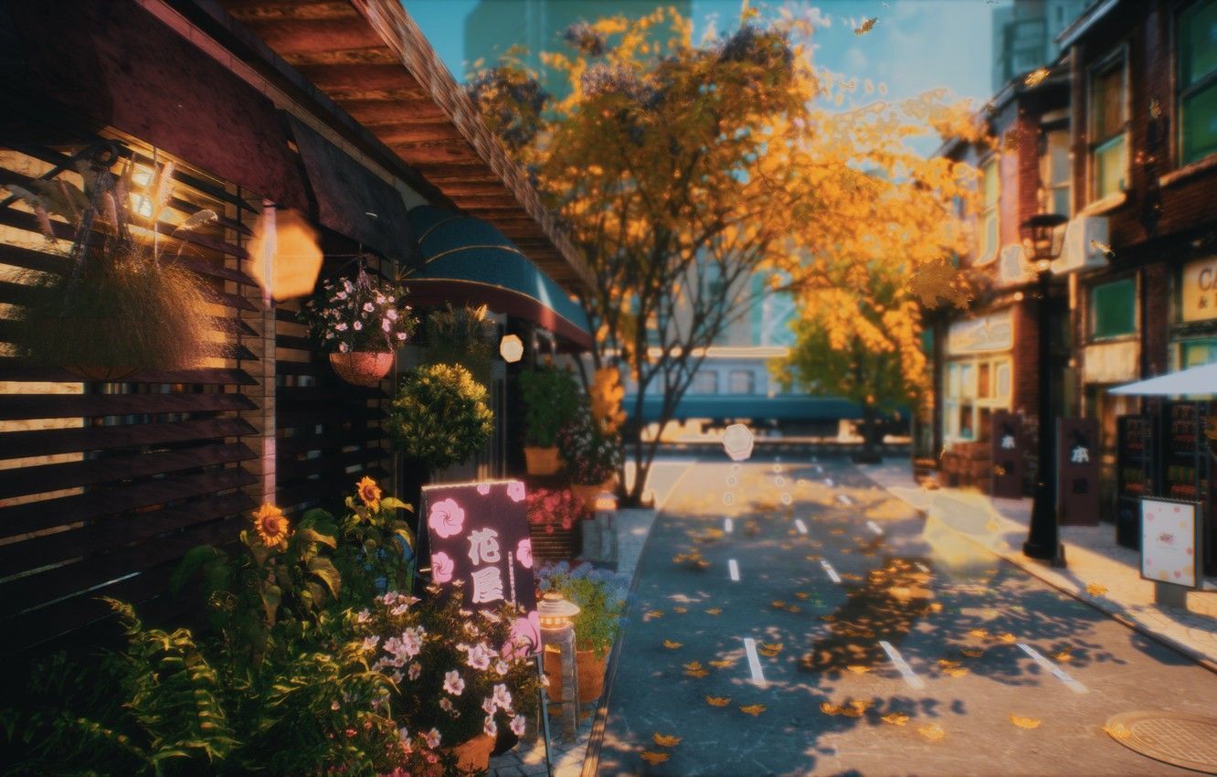 1332x850 Autumn Small Town Wallpaper
