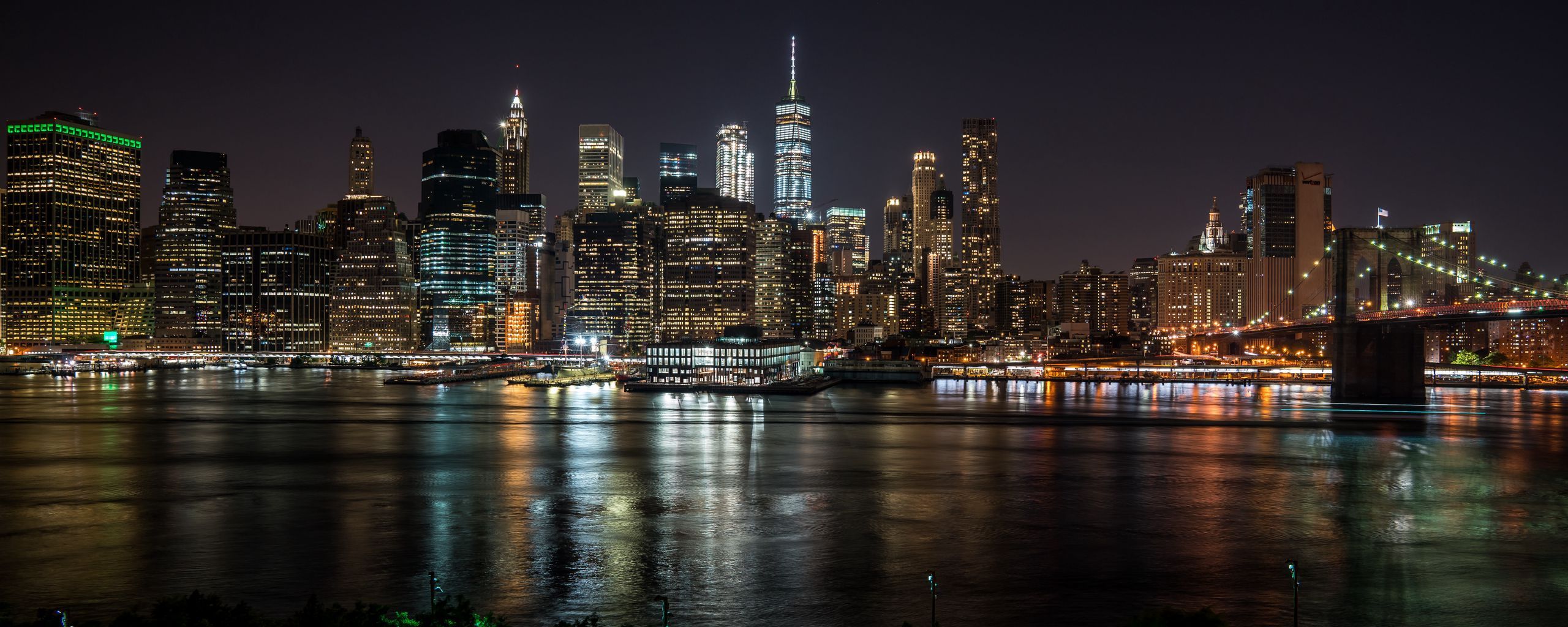 2560x1024 Download wallpaper 2560x1024 new york, usa, night city, panorama, skyscrapers ultrawide monitor HD background
