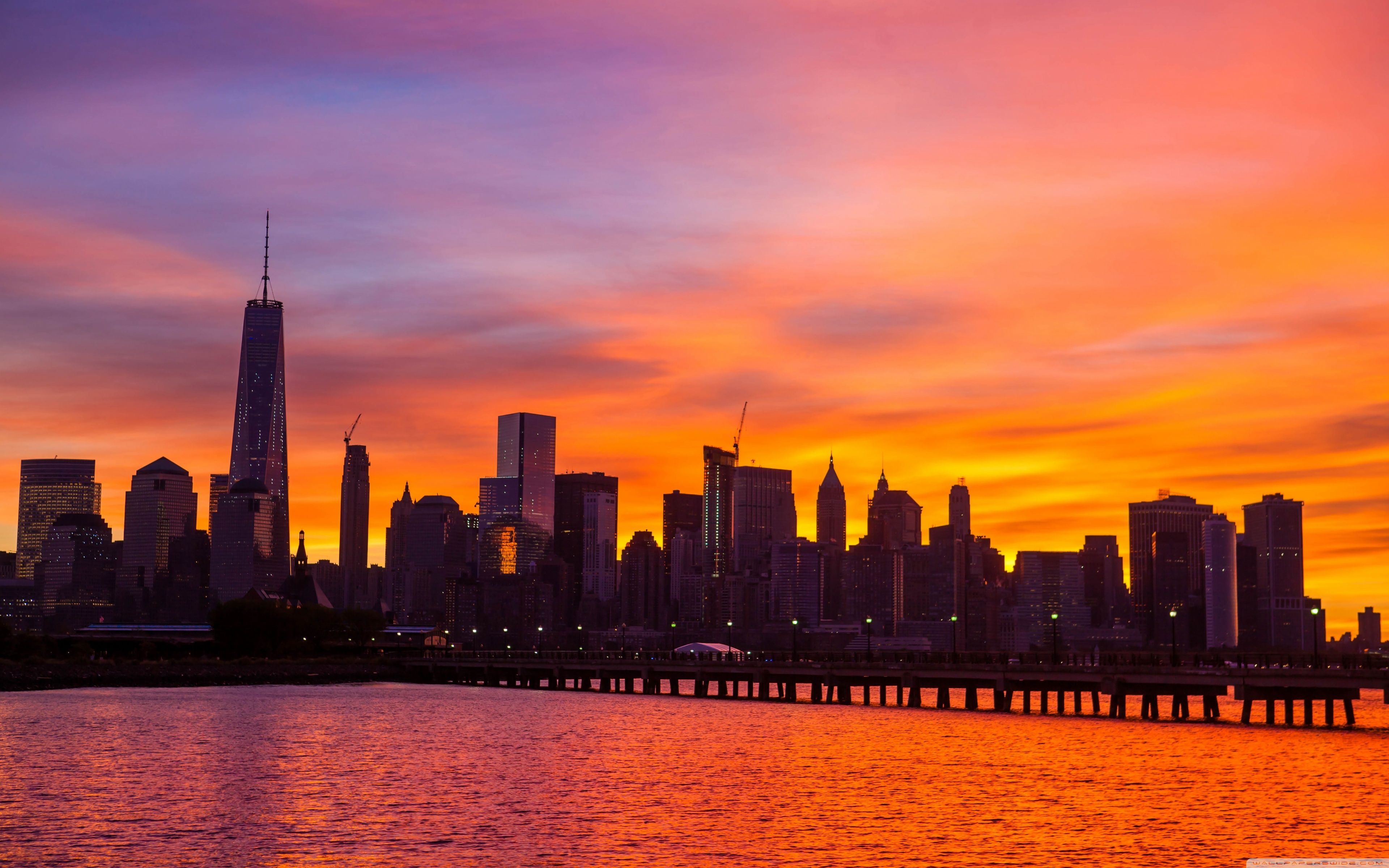 3840x2400 New York City Skyline Sunrise 4K UHD Wallpaper for UltraHD Desktop and TV : Widescreen and UltraWide Display : Smartphone and Tablet Devices