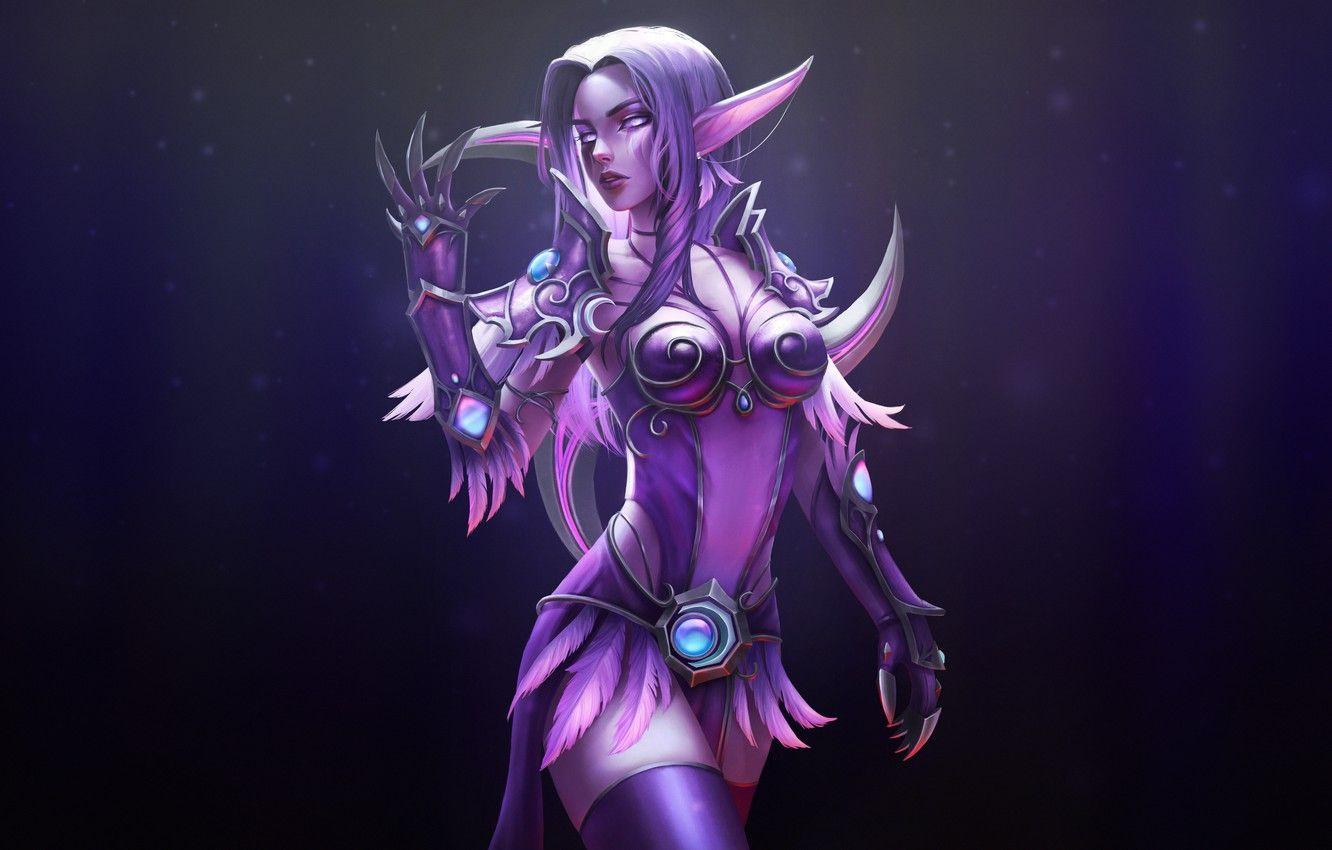 1332x850 Wallpaper Girl, Figure, The game, Style, Elf, World of Warcraft, WOW, Fantasy, Elf, Art, Art, Beauty, , Beautiful, WarCraft, Night Elf image for desktop, section прочее