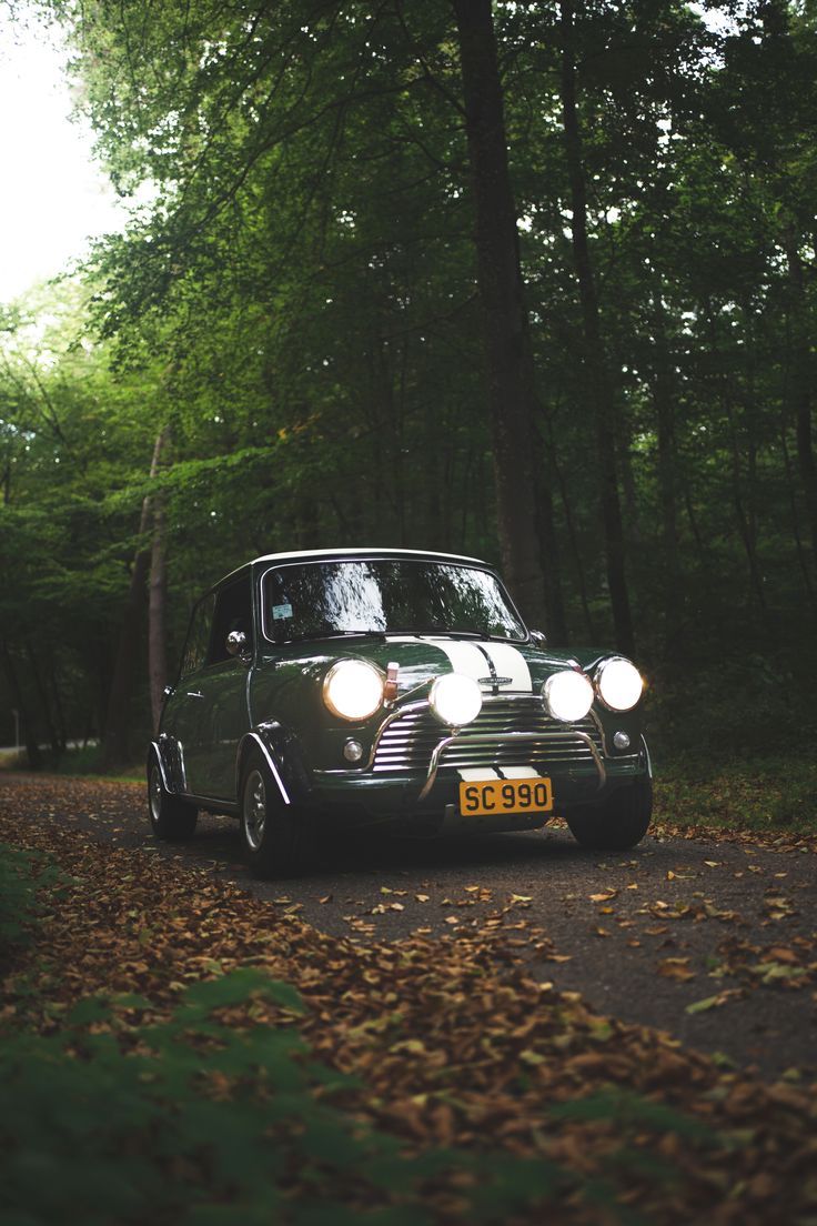 736x1104 Pippa. Classic Mini Cooper S Outlaw. front quarter with lights