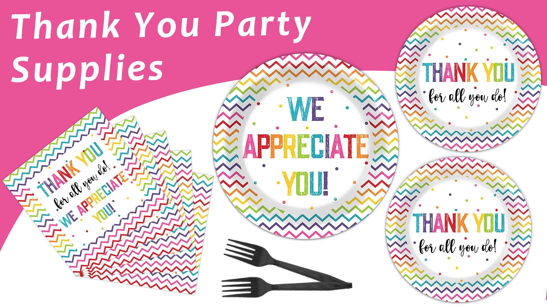 1920x1080 Thank You Party Plates Napkins We Appreciate You Tableware Teacher Appreciation Dinnerware Be Thankful to Thanksgiving Staff Disposable Plates Fork for Congratulations Graduate Party Supply Serve 24 : Home & Kitchen