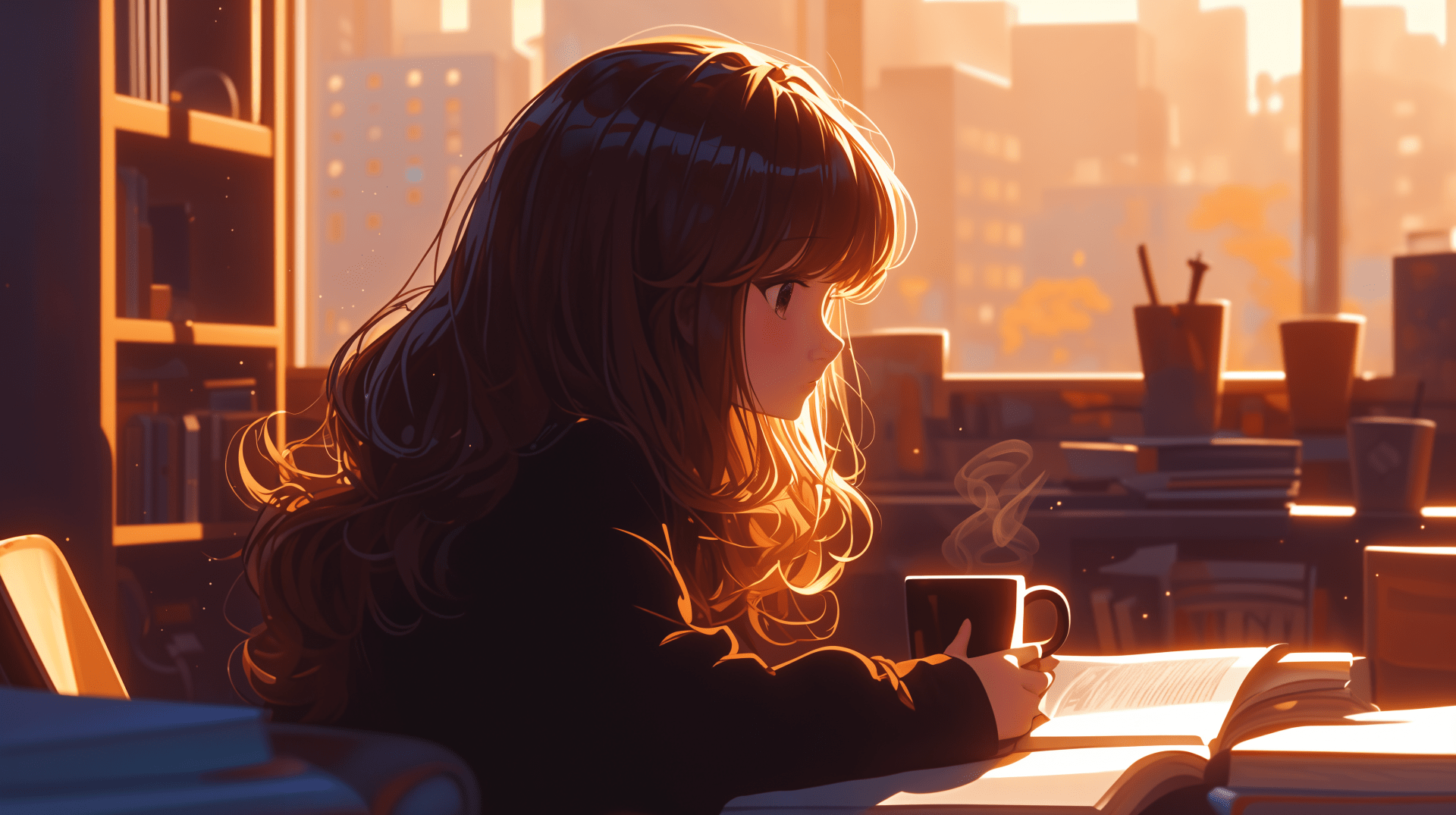 1920x1075 An Anime Girl's Lofi Study Vibe Ultra HD Wallpaper