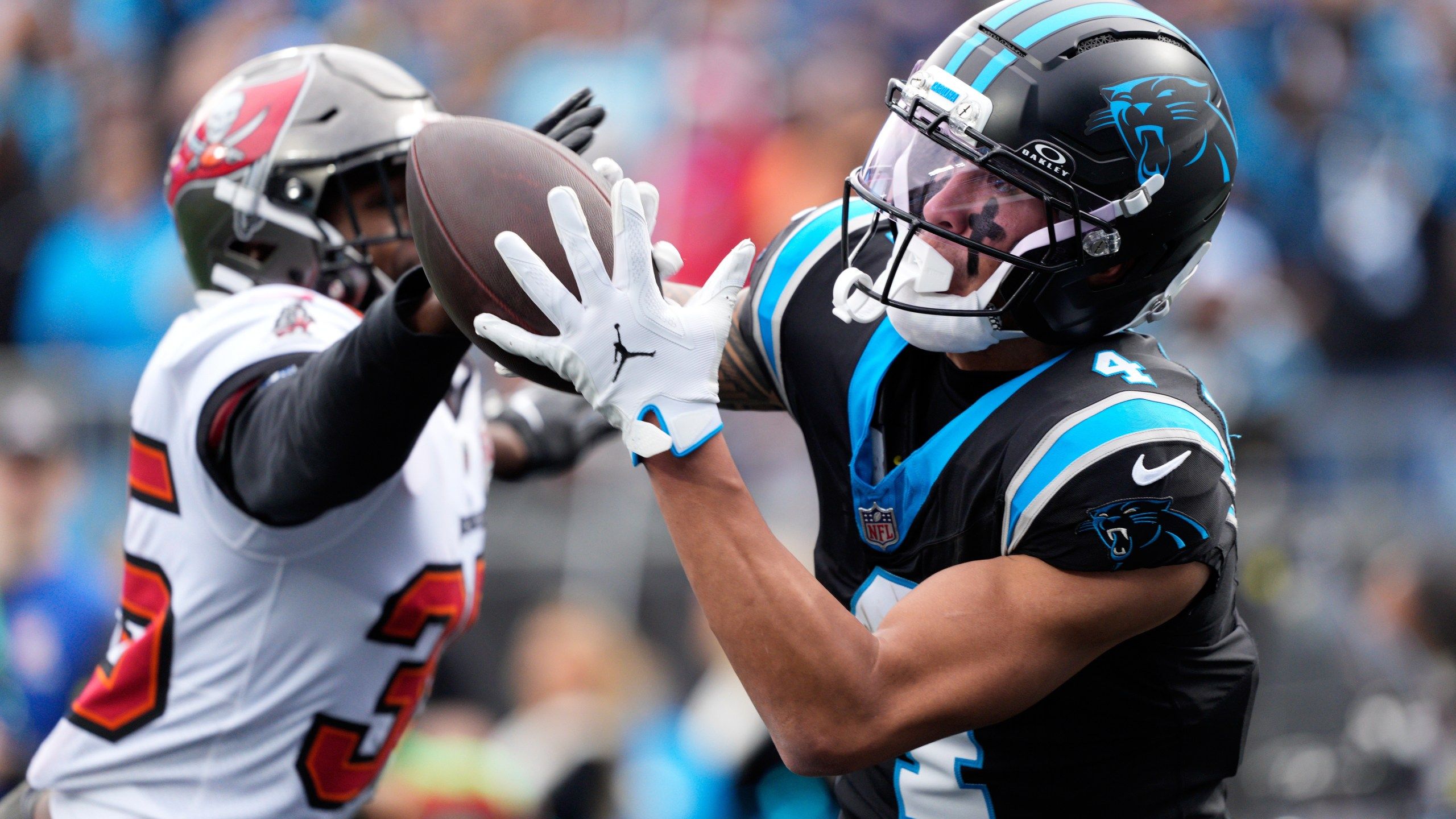 2560x1440 Panthers receiver Tetairoa McMillan active for Seahawks game despite being added to injury report