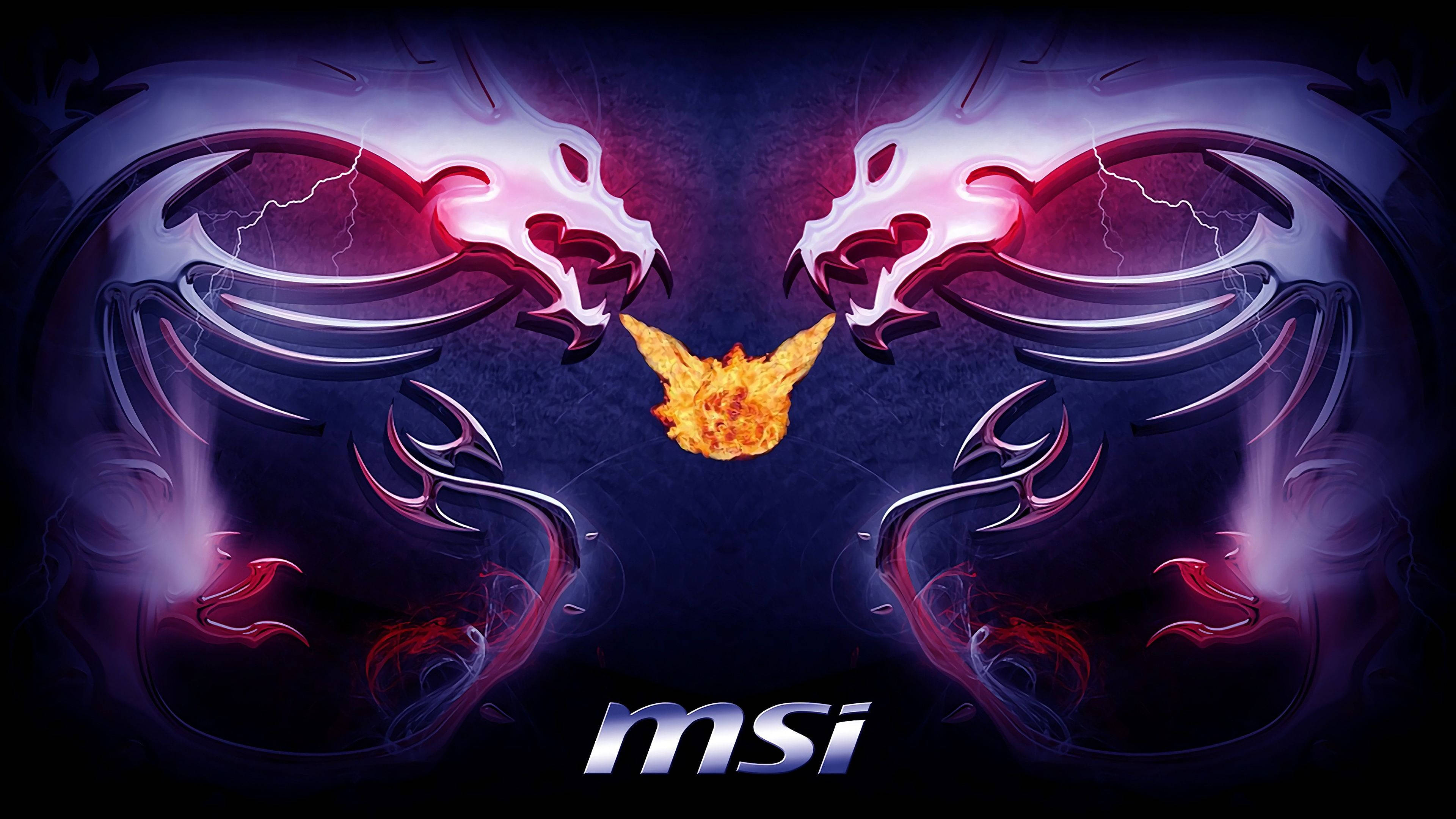 3840x2160 Download MSI 4K Mirror Twin Dragons Wallpaper