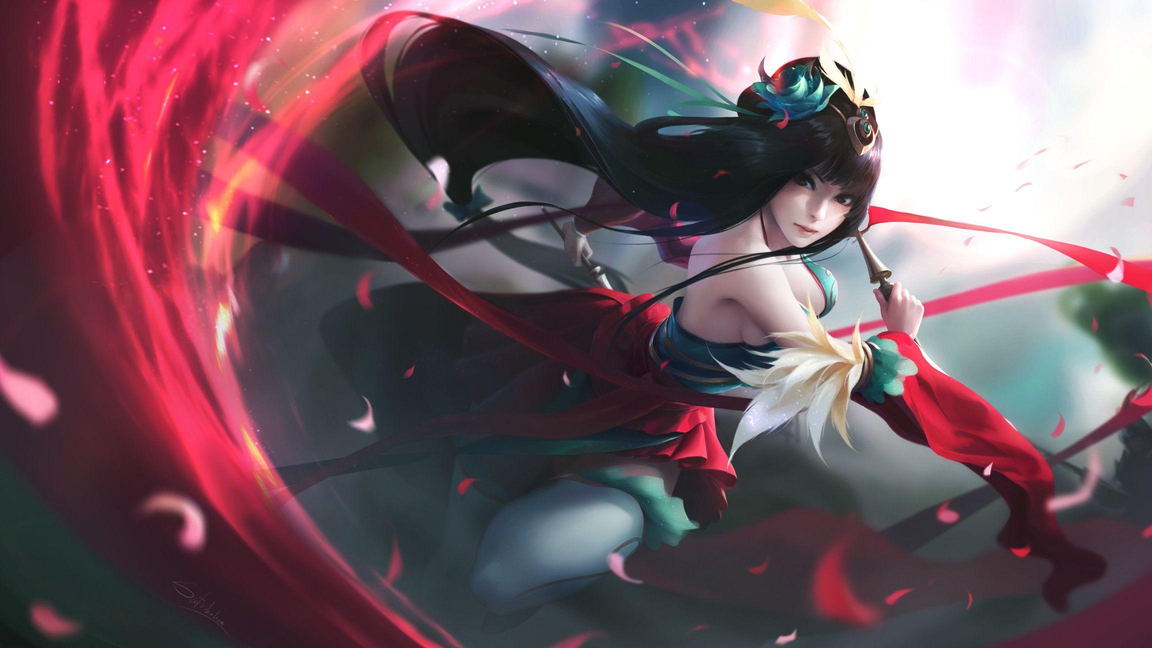 2304x1296 Anime Warrior Wallpaper background picture