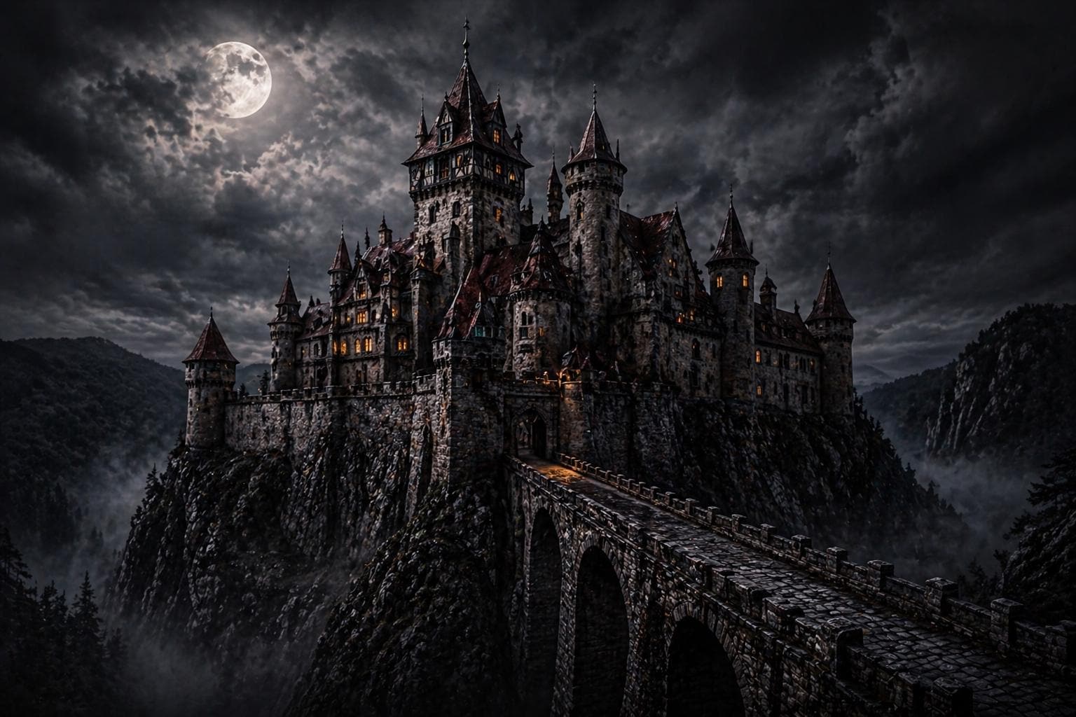 1536x1024 Dark Fantasy Castle Wall Art