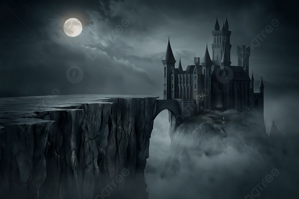 1200x800 Gothic Castle Perched On Cliff Under Eerie Full Moon In Dark, Dark Fantasy Castle, Gothic Castle, Glowing Full Moon Background Image And Wallpaper for Free Download