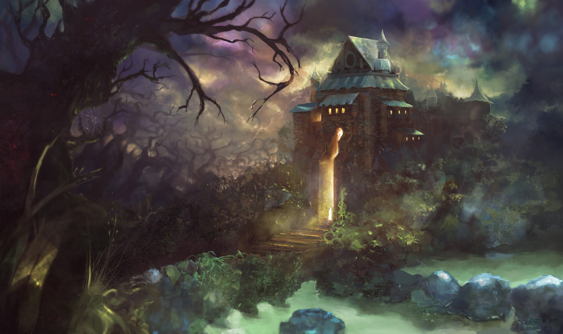 1920x1138 Dark castle graphics, fantasy art, castle, artwork HD wallpaper