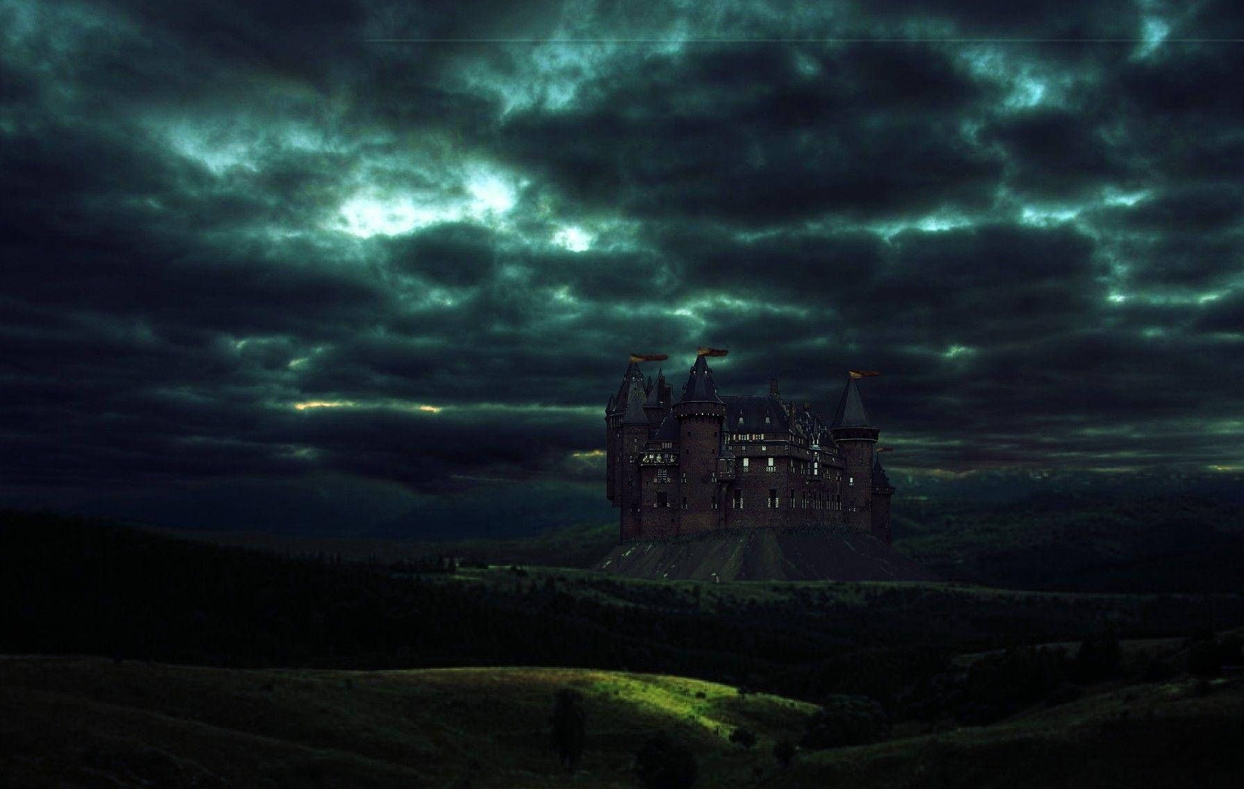 1792x1137 Download Castle Under Beautiful Dark Cloudy Sky Wallpaper