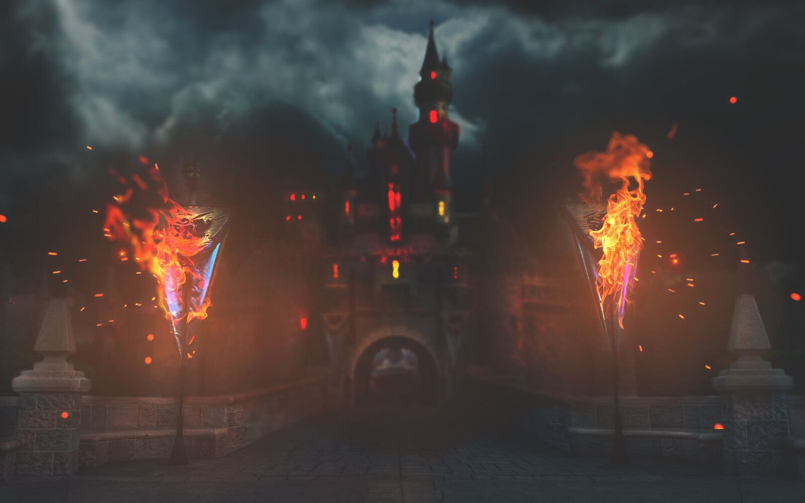 1600x1000 Dark Disney Castle Matte Painting