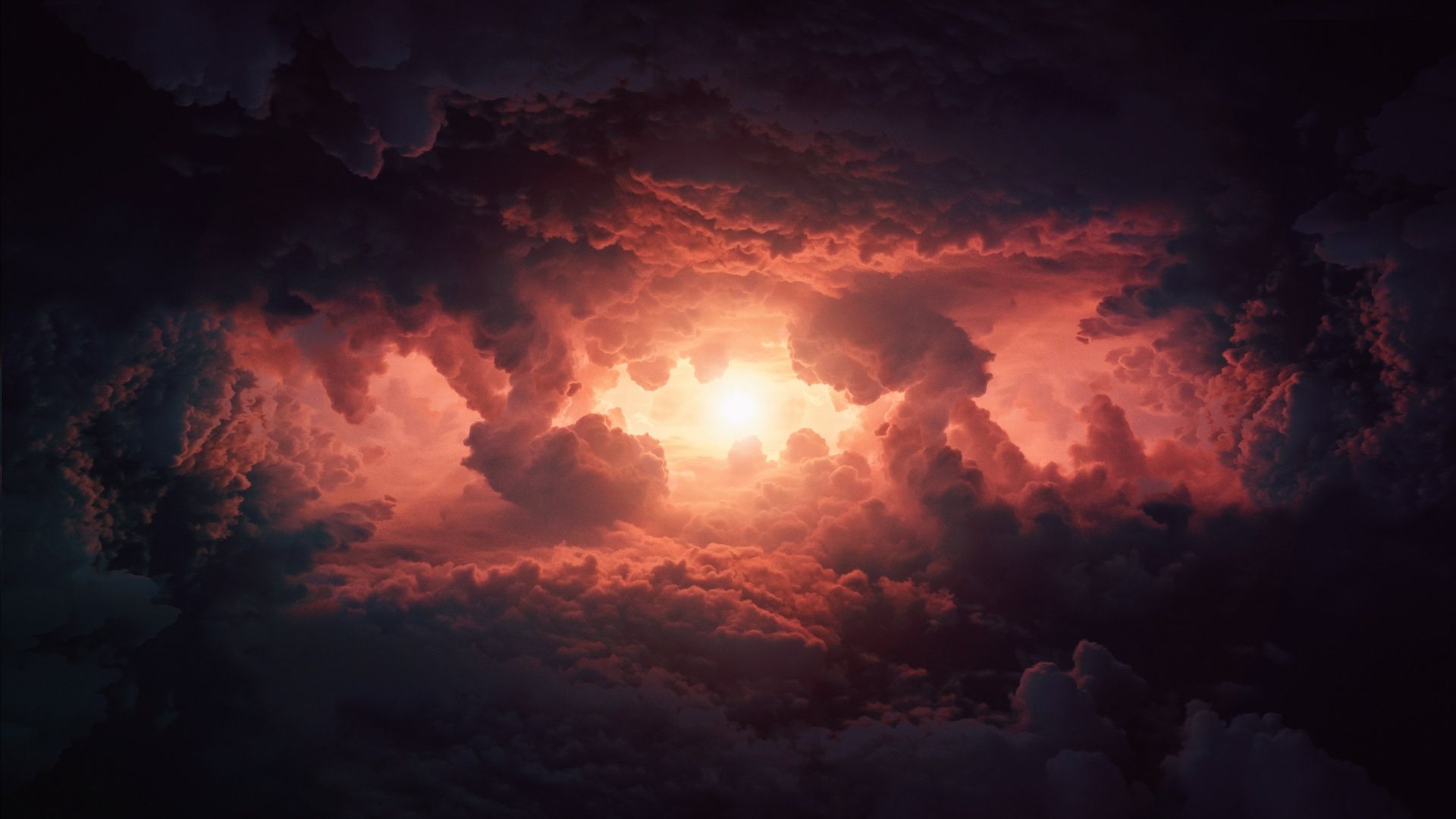 1920x1080 Cumulus clouds Wallpaper 4K, Storm, Dark clouds, Sun light