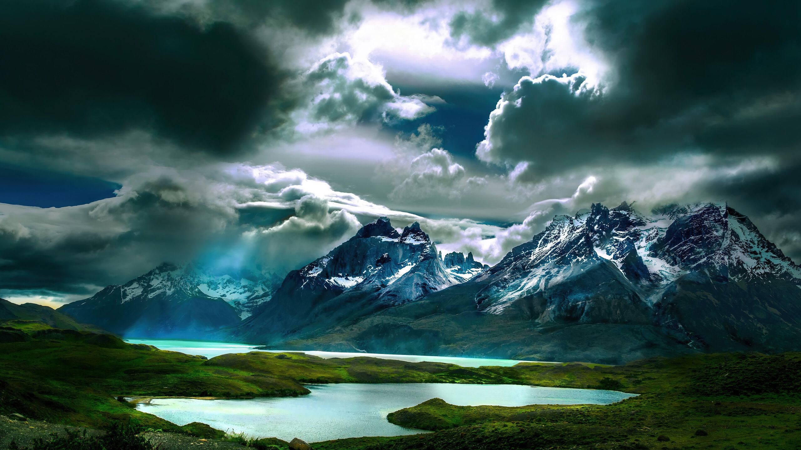 2560x1440 Mountain Clouds Landscape Scenery Wallpaper 4K HD PC f