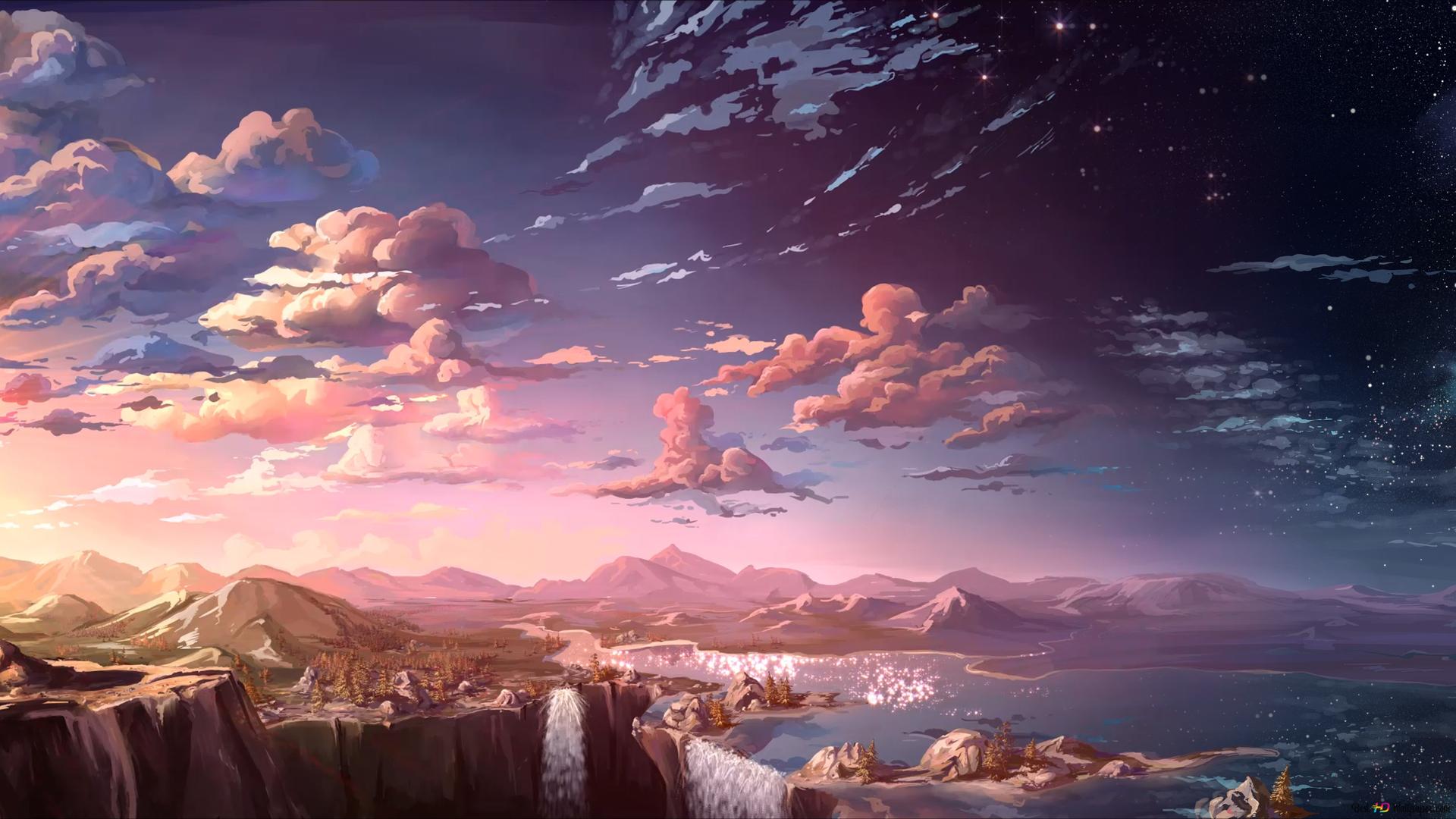 1920x1080 Artistic view of cloud weather in pink tone 4K wallpaper download