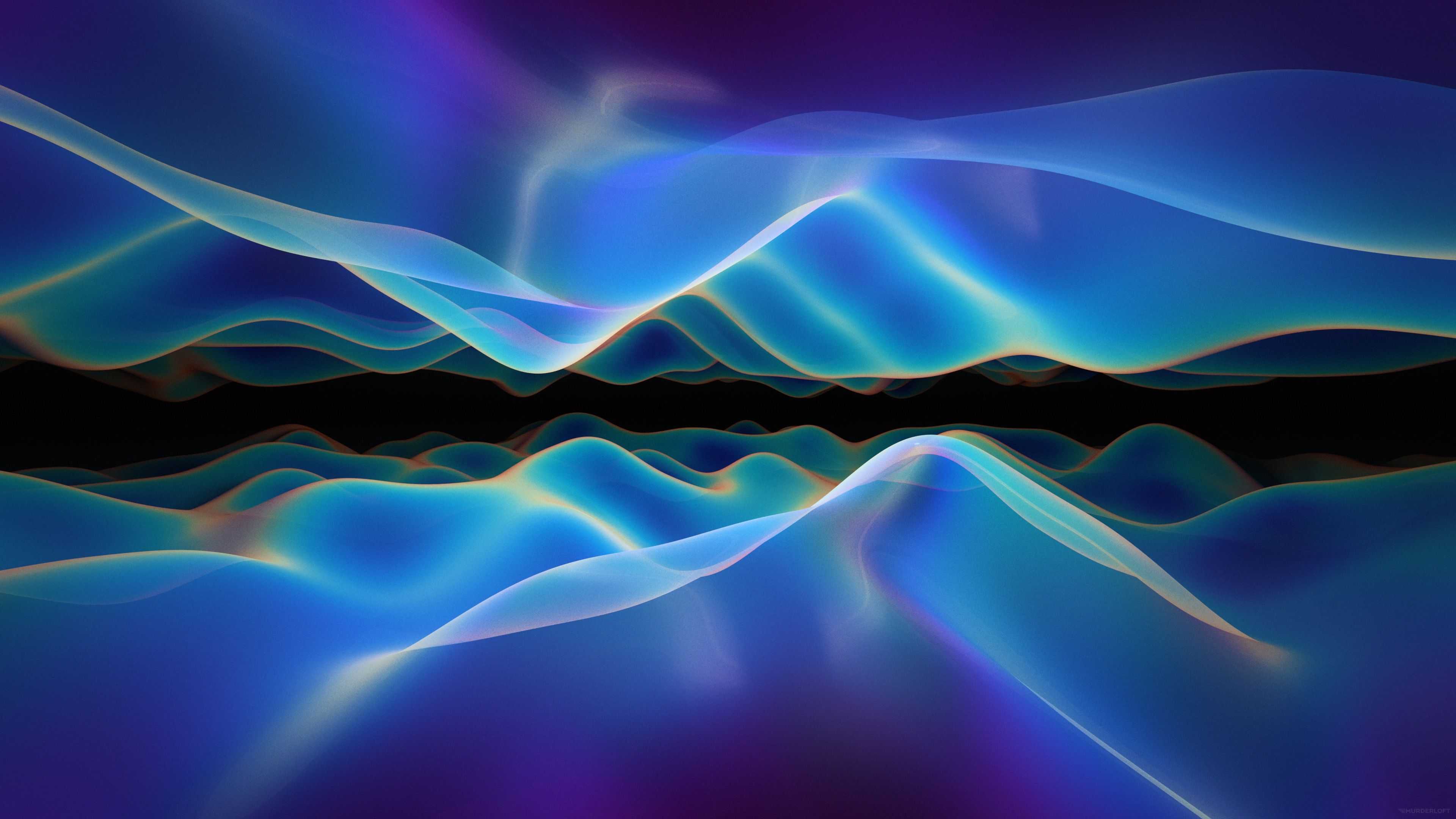 3840x2160 Symmetrical Wallpaper 4K, Waves, Blue, 5K