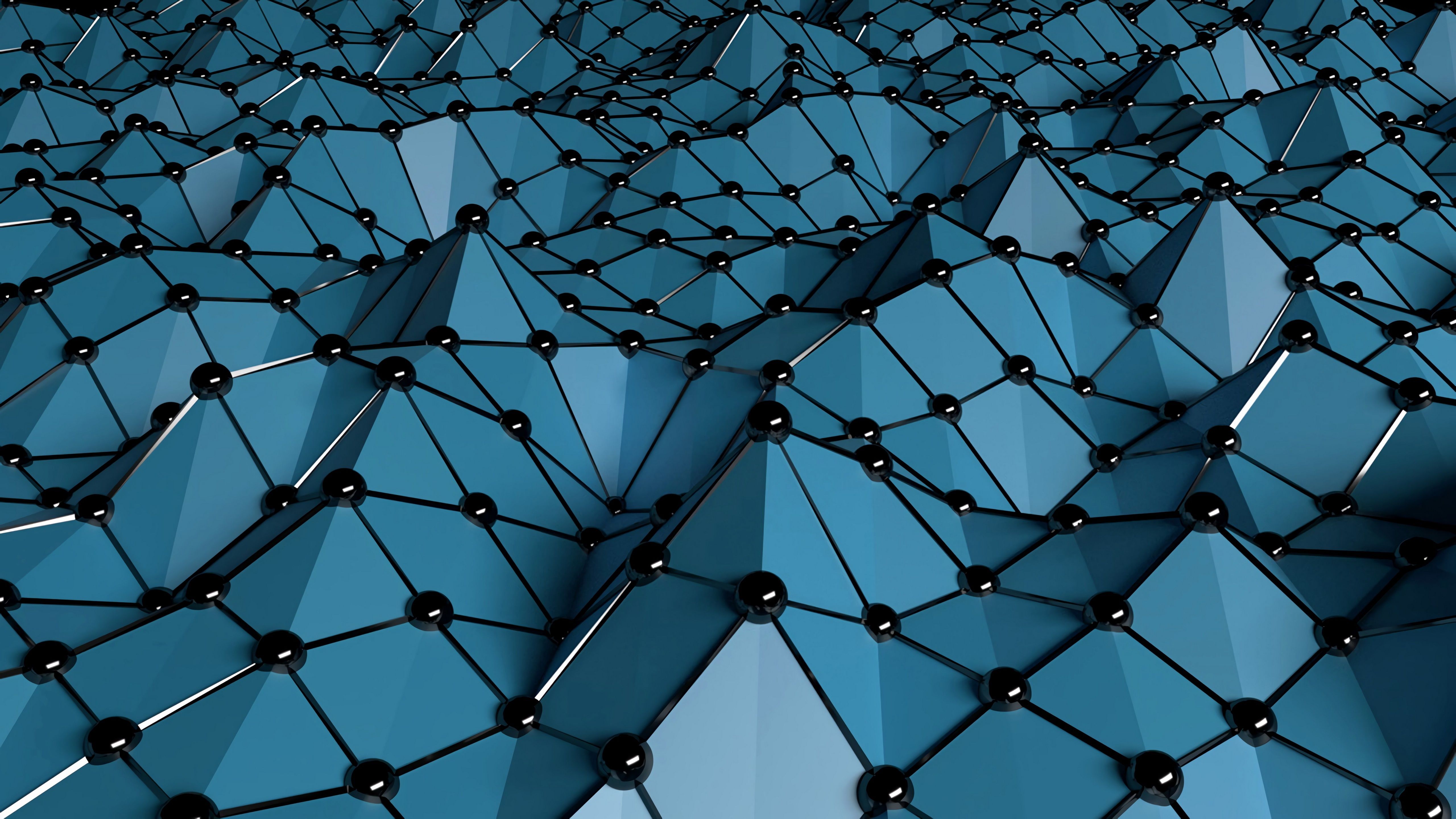 5120x2880 3D Blue polygonal mesh Wallpaper 4K for Desktop