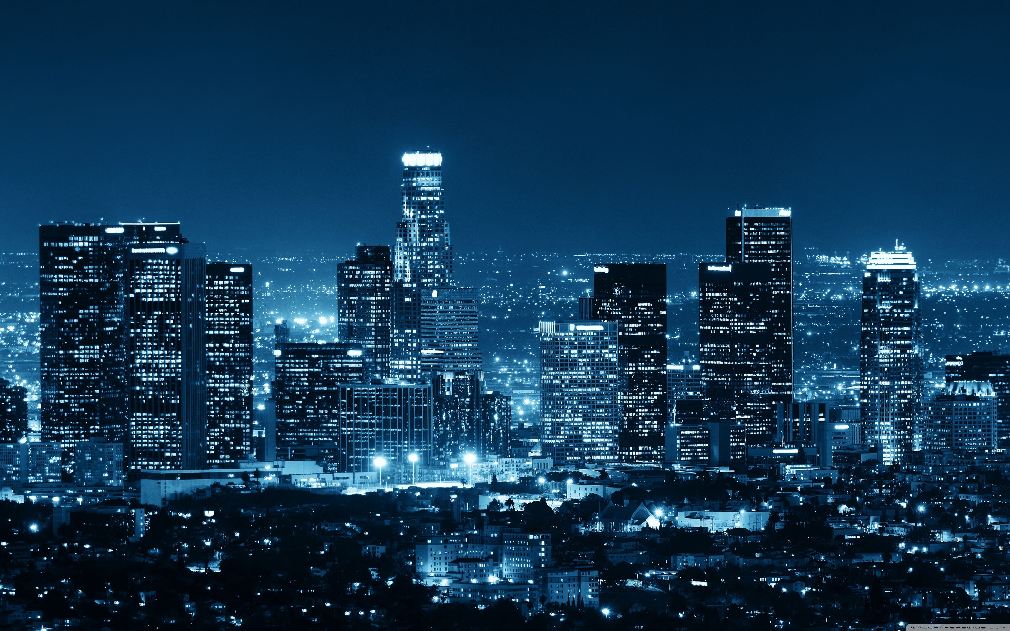 3840x2400 Blue City Night Lights 4K UHD Wallpaper for UltraHD Desktop and TV : Widescreen and UltraWide Display : Dual and Triple Monitor : Smartphone and Tablet Devices