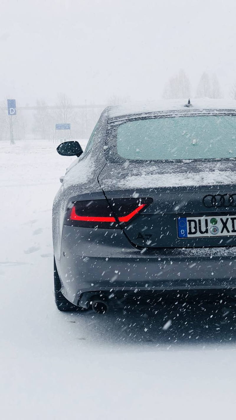 800x1422 Snow audi, auto, black, car, cool, winter, HD phone wallpaper