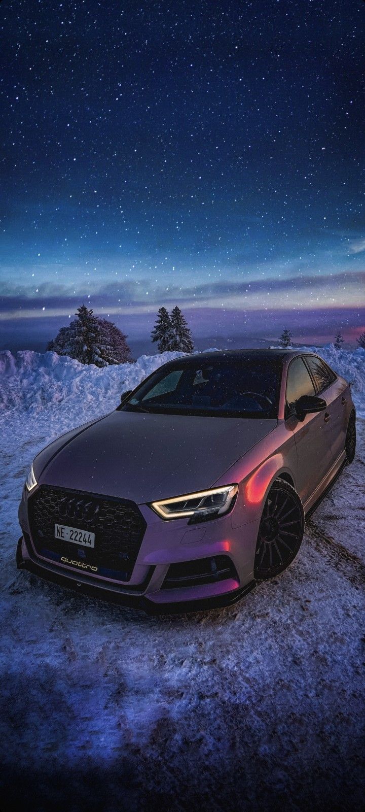 720x1600 Audi Car Parked in Snow at Night. Bmw audi winter background, Audi rs3 wallpaper 4k, Dream cars