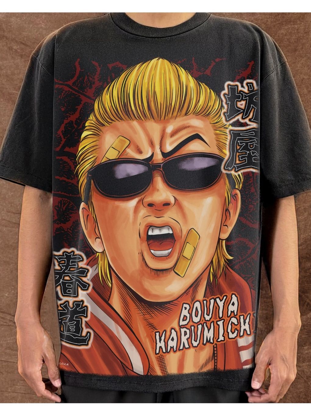 1020x1359 Jual Bouya Harumichi Manga Crows Kaos Hitam Washed Cotton 20s