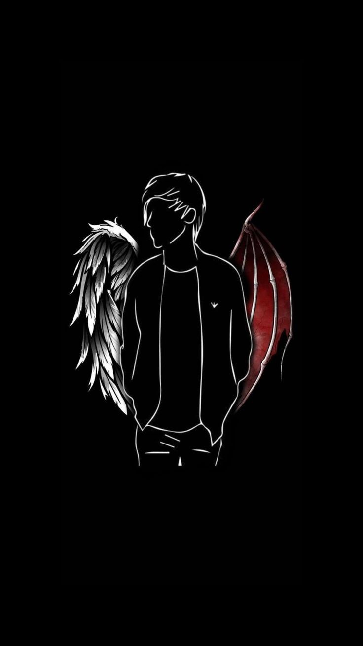 736x1308 Devil, angel, black, boy, iphone, love, lucifer, play boy, sad, wing, HD phone wallpaper