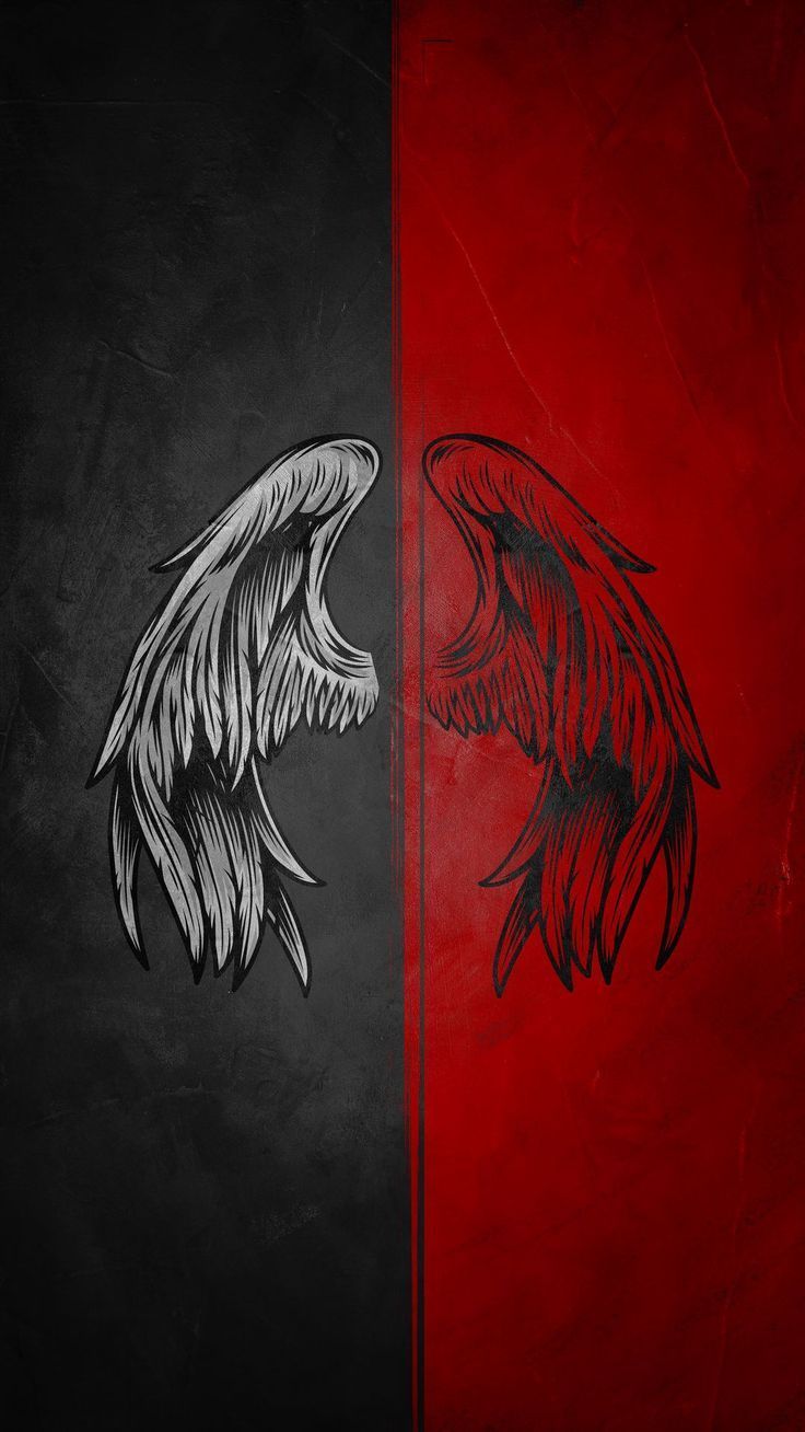 736x1308 Black and Red Angel Wings Wallpaper. Evil and angel wallpaper, Dark wings wallpaper, Good and evil wings