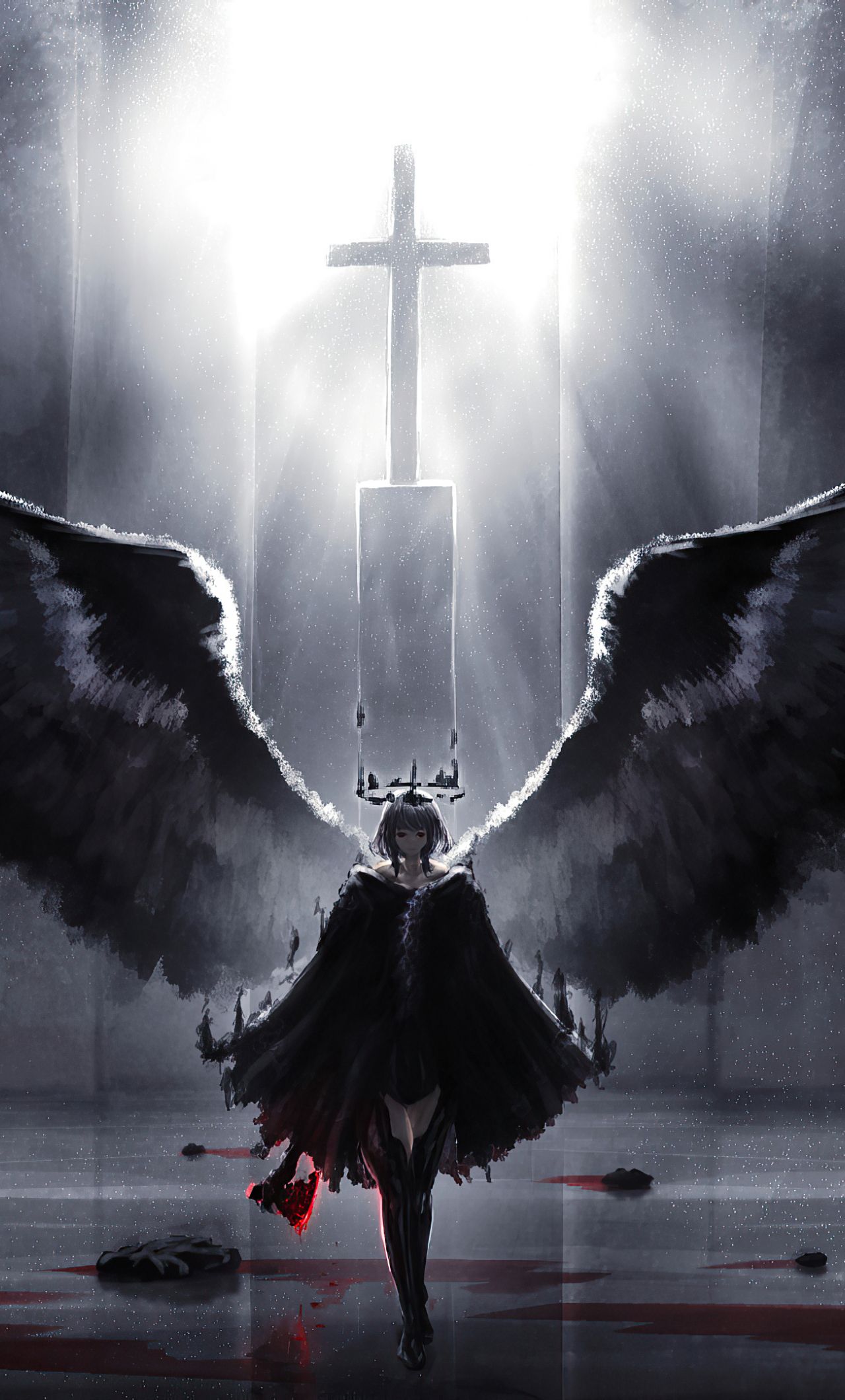 1280x2120 Devil With Wings Wallpaper