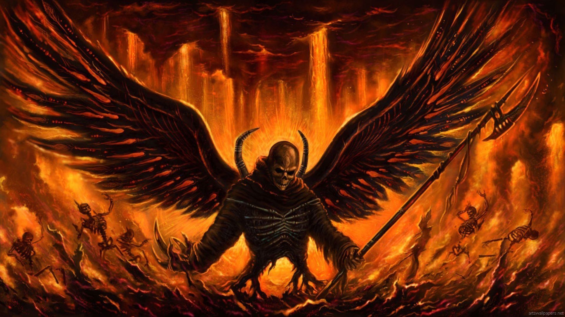 1920x1080 Dark Angel in Hellfire: HD Wallpaper of the Occultx1080
