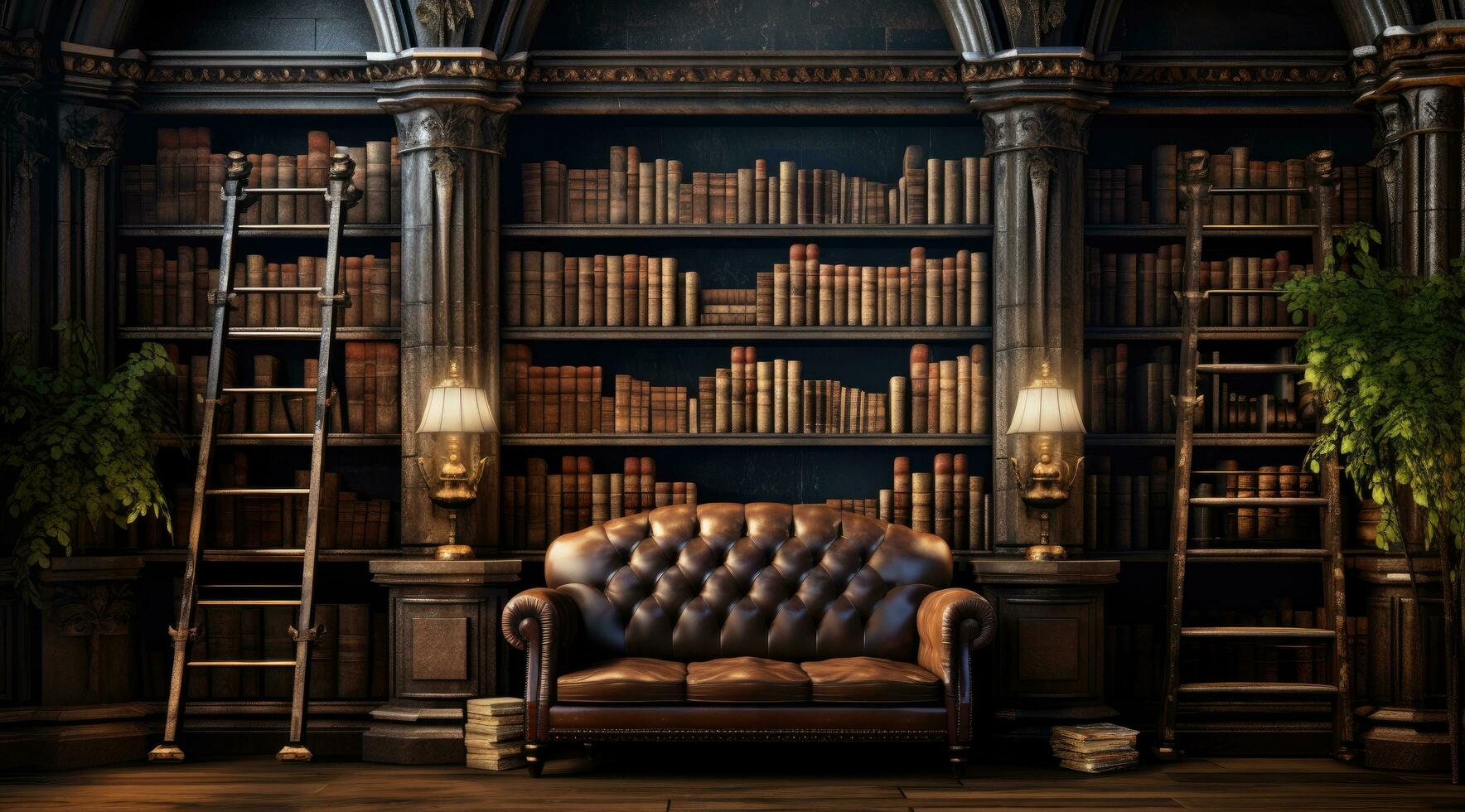 1768x980 AI generated an empty library filled with books