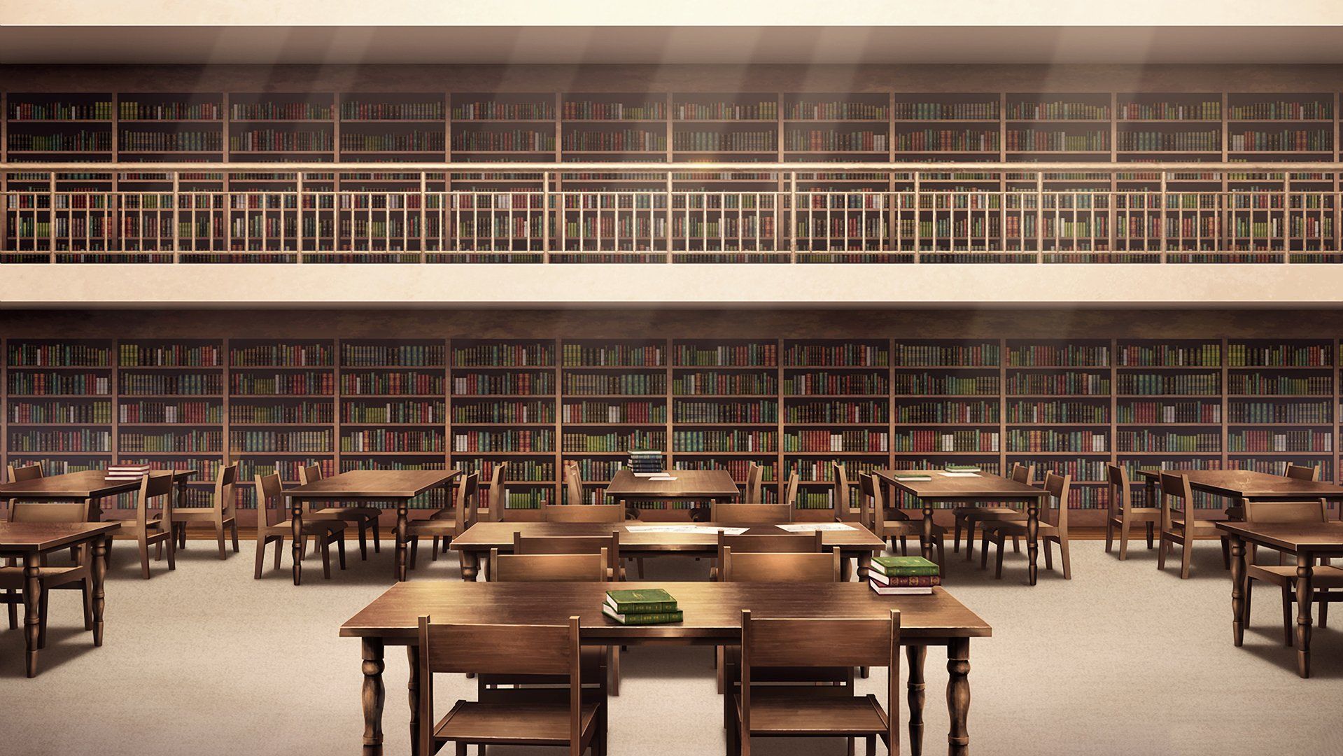 1919x1080 Original Anime HD Wallpaper: Serene Library Study
