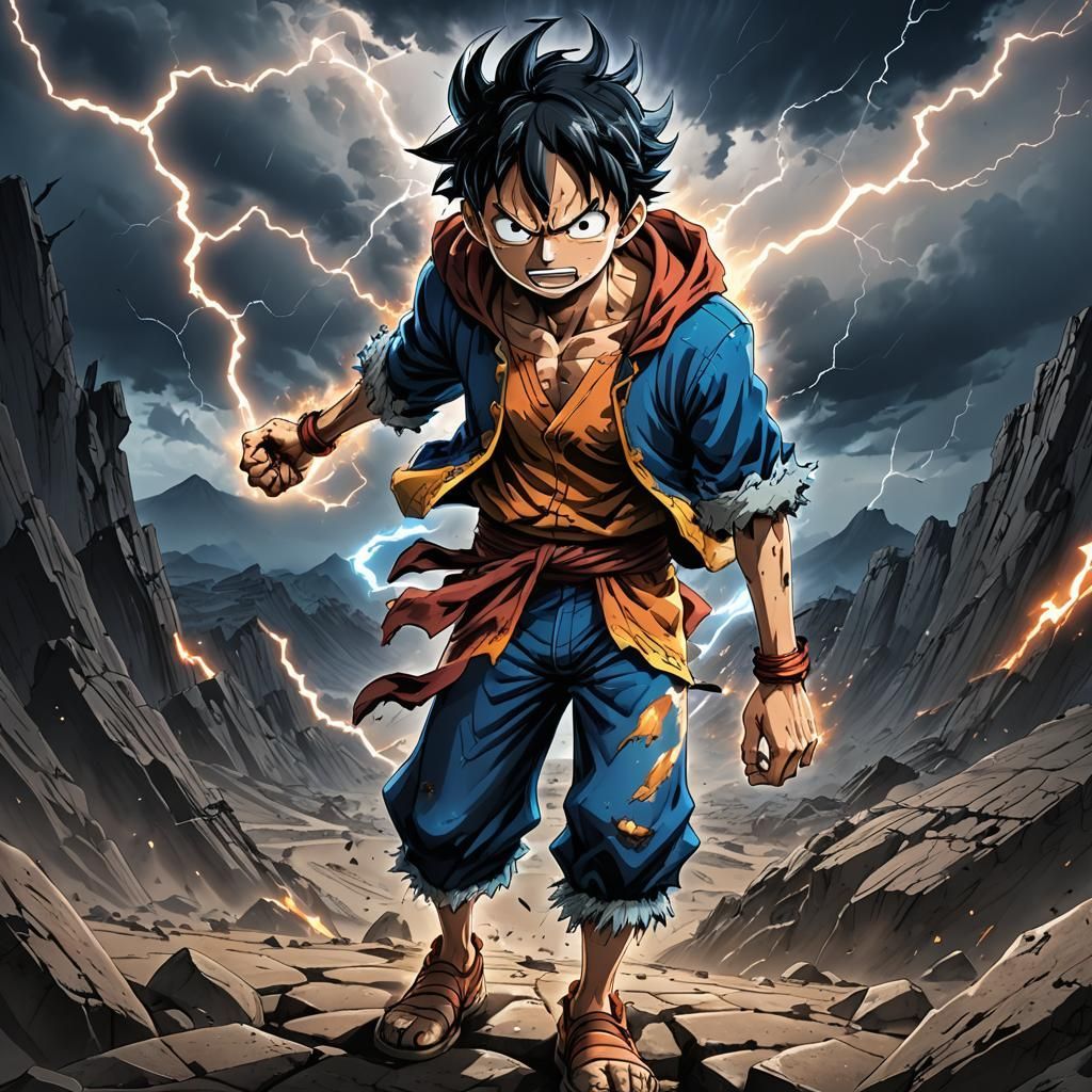 1024x1024 Luffy in Studio Trigger Anime Style