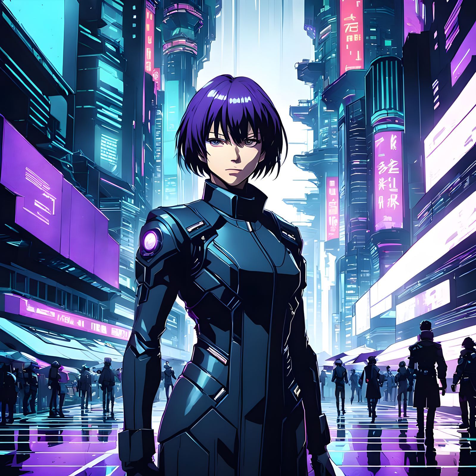 1600x1600 Motoko Kusanagi Anime Art in Studio Trigger Style