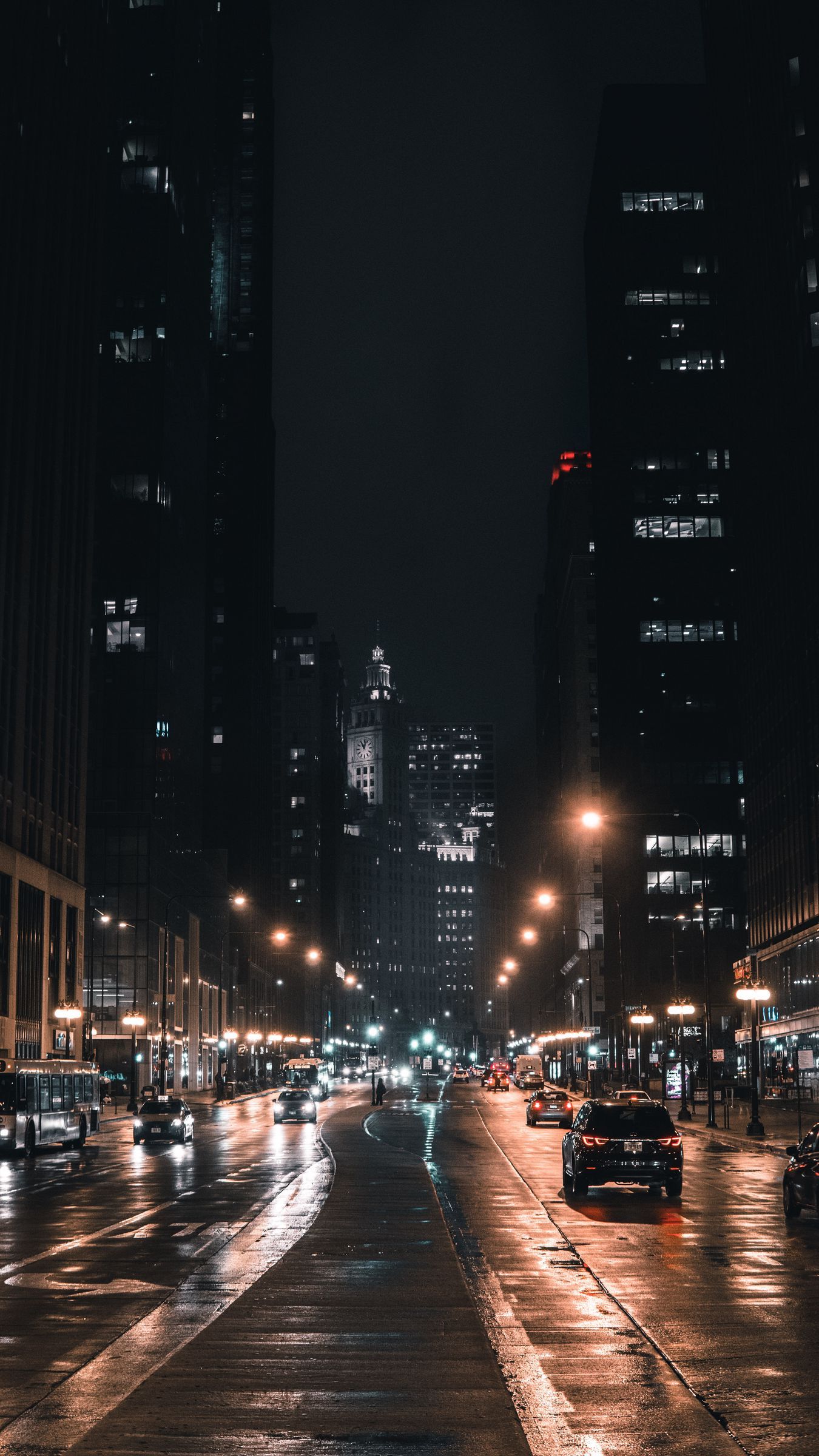 1350x2400 Download wallpaper 1350x2400 night city, street, city lights, traffic, chicago, usa iphone 8+/7+/6s+/for parallax HD background