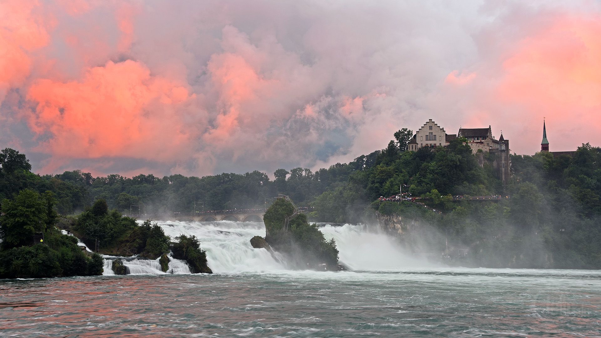 1920x1080 Sunset at the Rhine Falls Schaffhausen / Schaffhausen