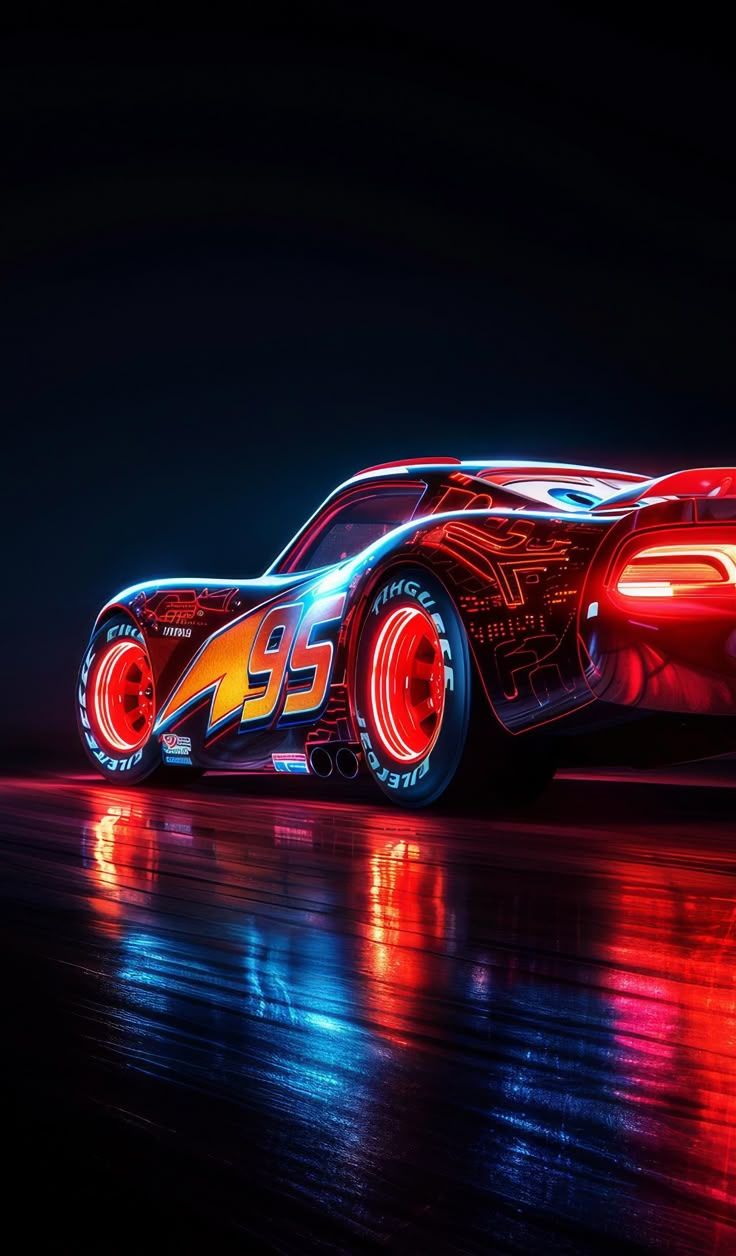 736x1256 4k HD Wallpaper: Pixar Style Lightning McQueen In Spotlight