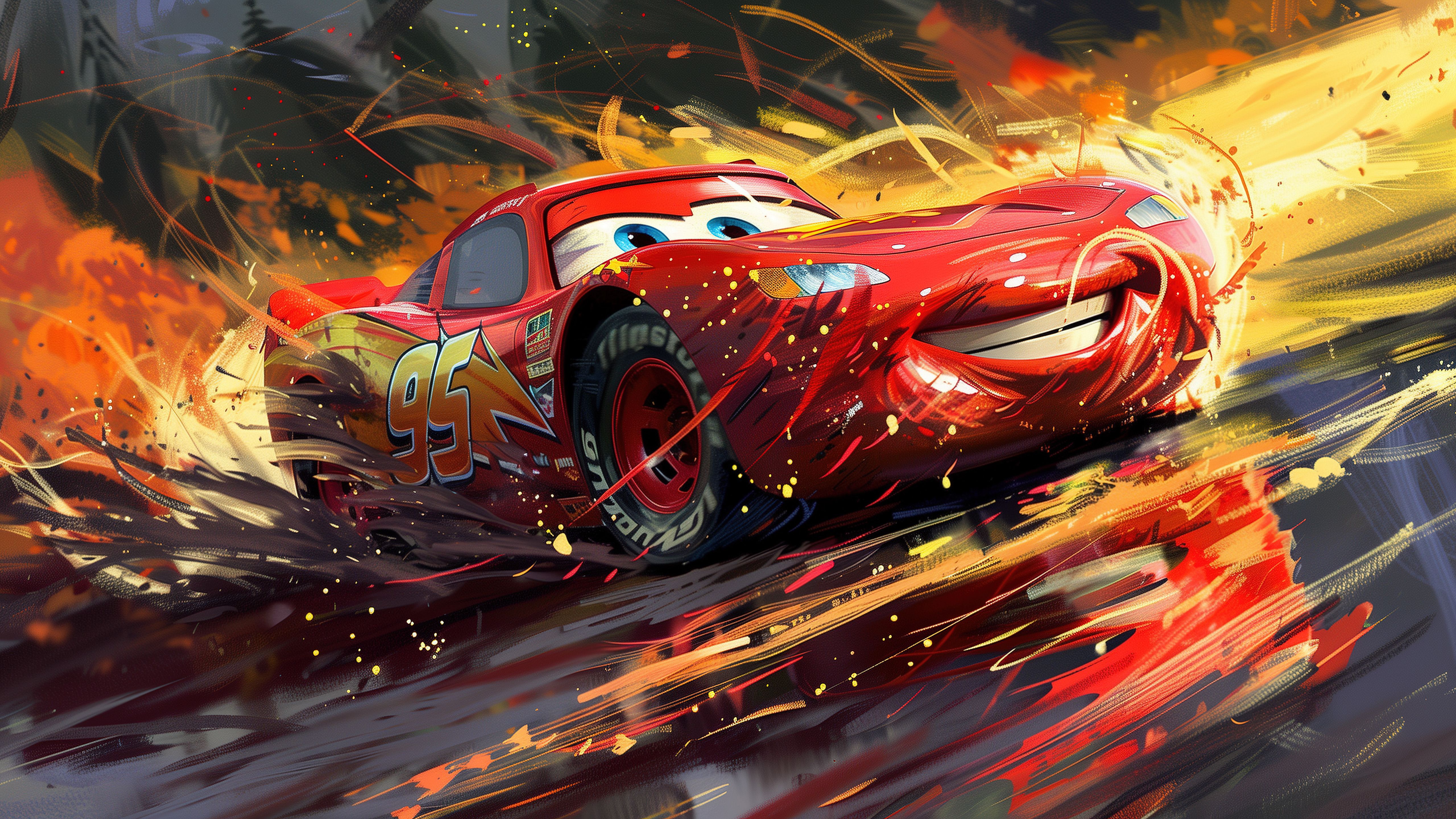 5120x2880 Lightning McQueen Wallpaper 4K, Artwork, Cars (Movie)