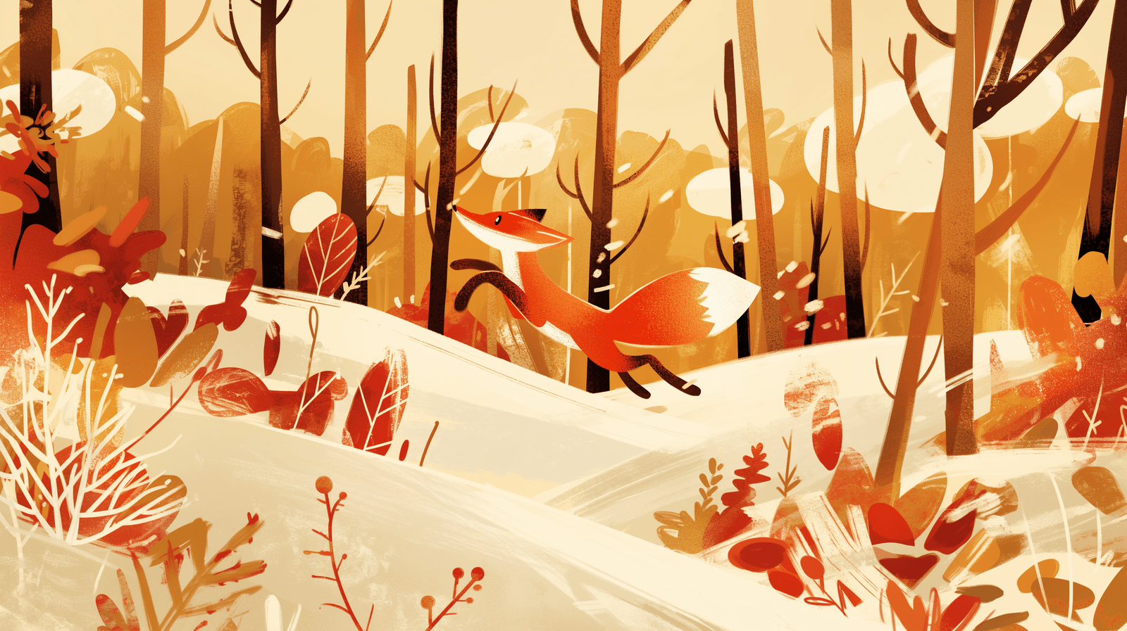 1600x897 Fox Wallpaper. Children's Drawing