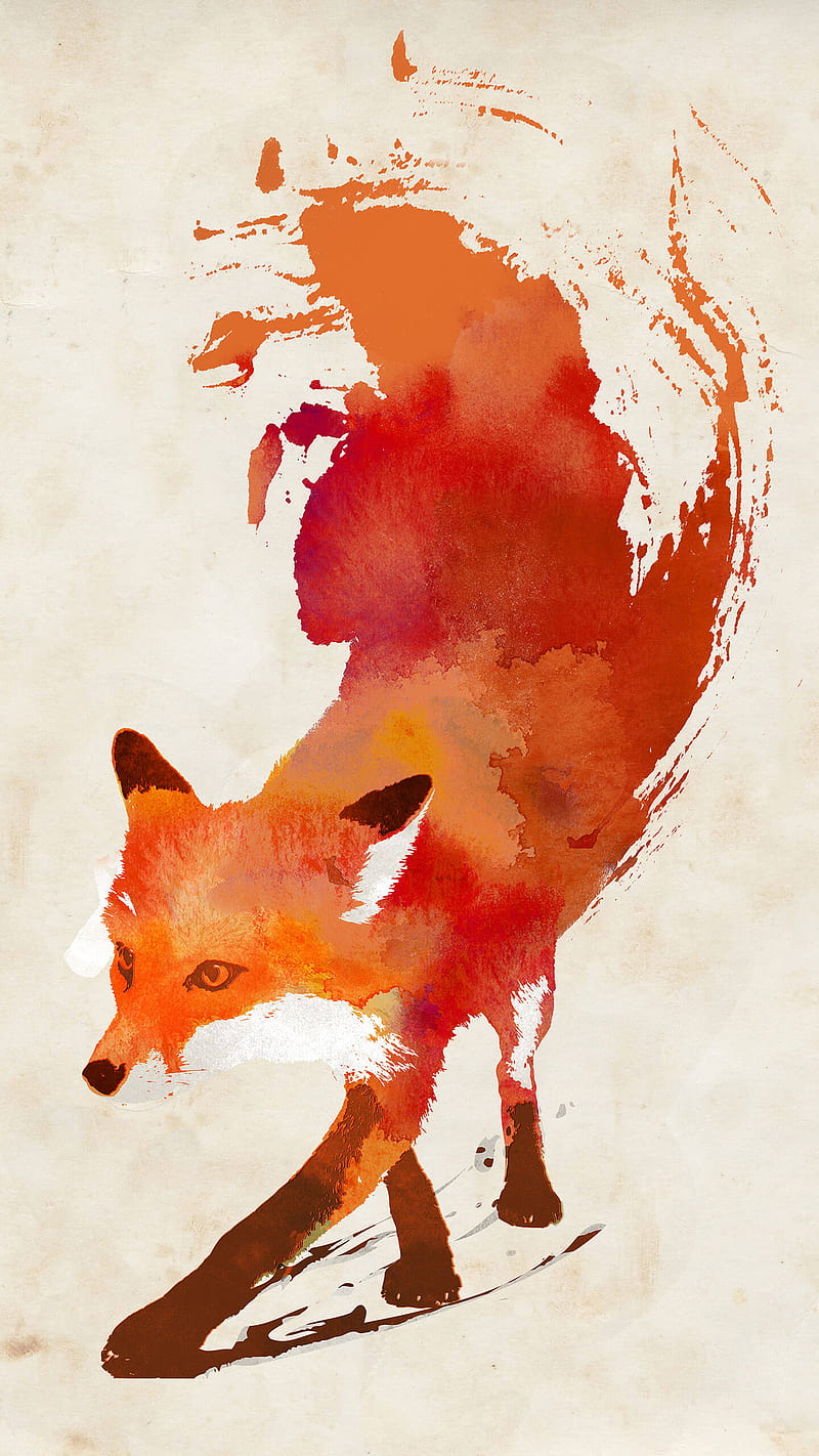 800x1422 Fox art, animal, orange, paint, HD phone wallpaper