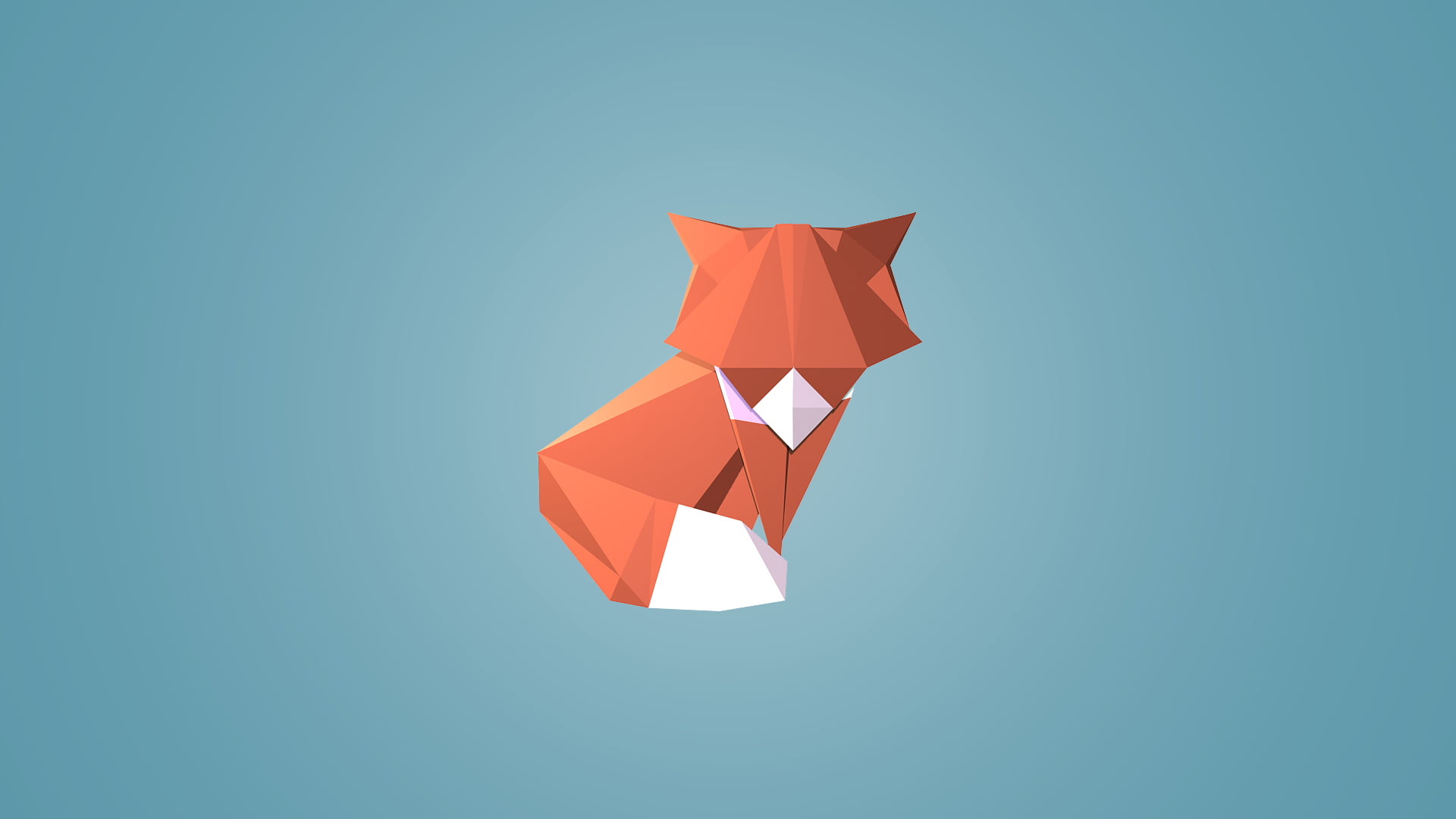 1920x1080 Orange fox origami HD wallpaper